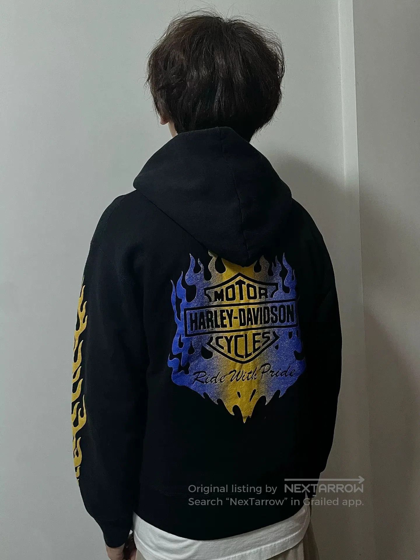Vintage Vintage 90s Harley Davidson Flame Hoodie. Size US M / EU 48-50 / 2 - 8 Thumbnail