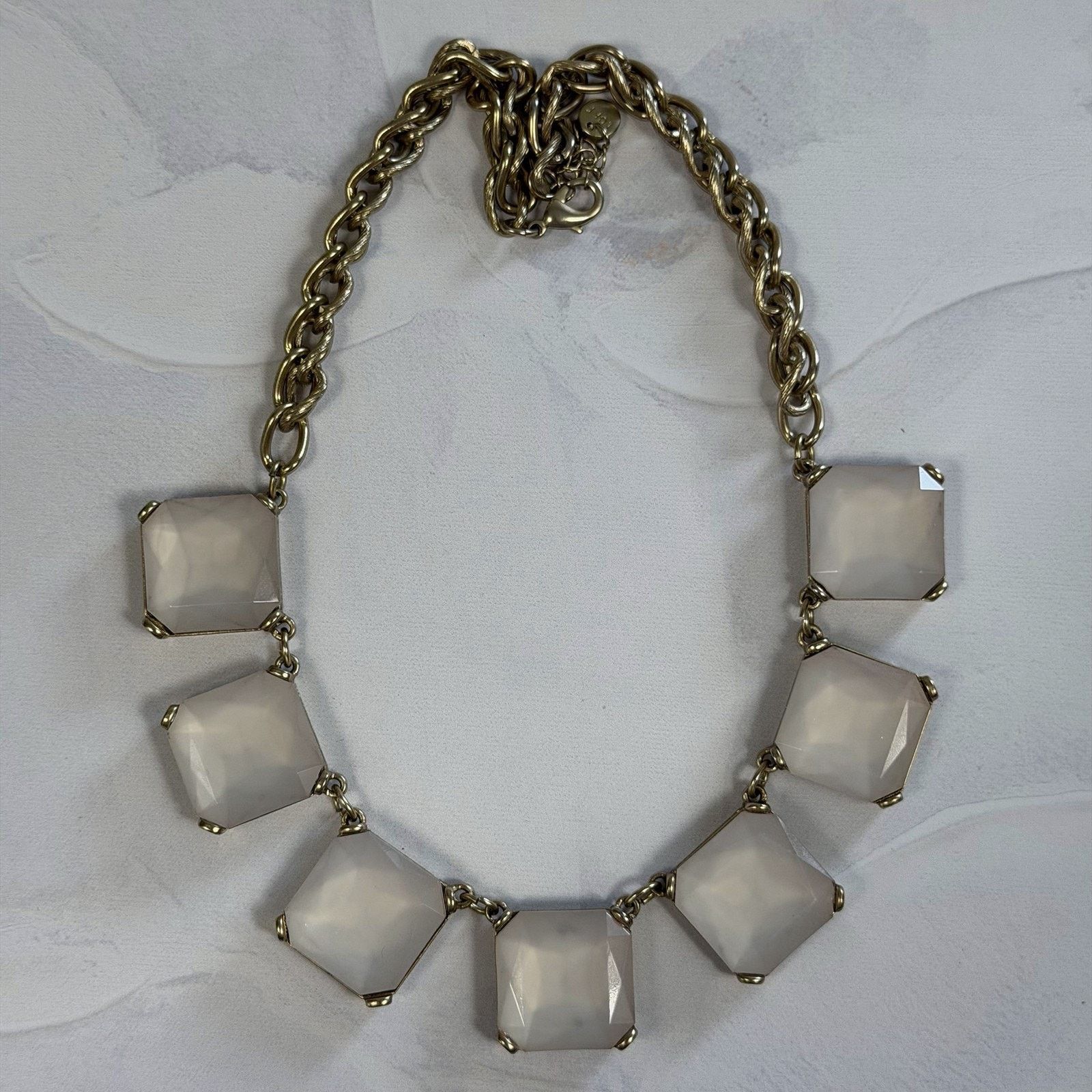 Loft Loft White Statement Necklace Faux Faceted Square Gems 2000s Size ONE SIZE - 6 Thumbnail