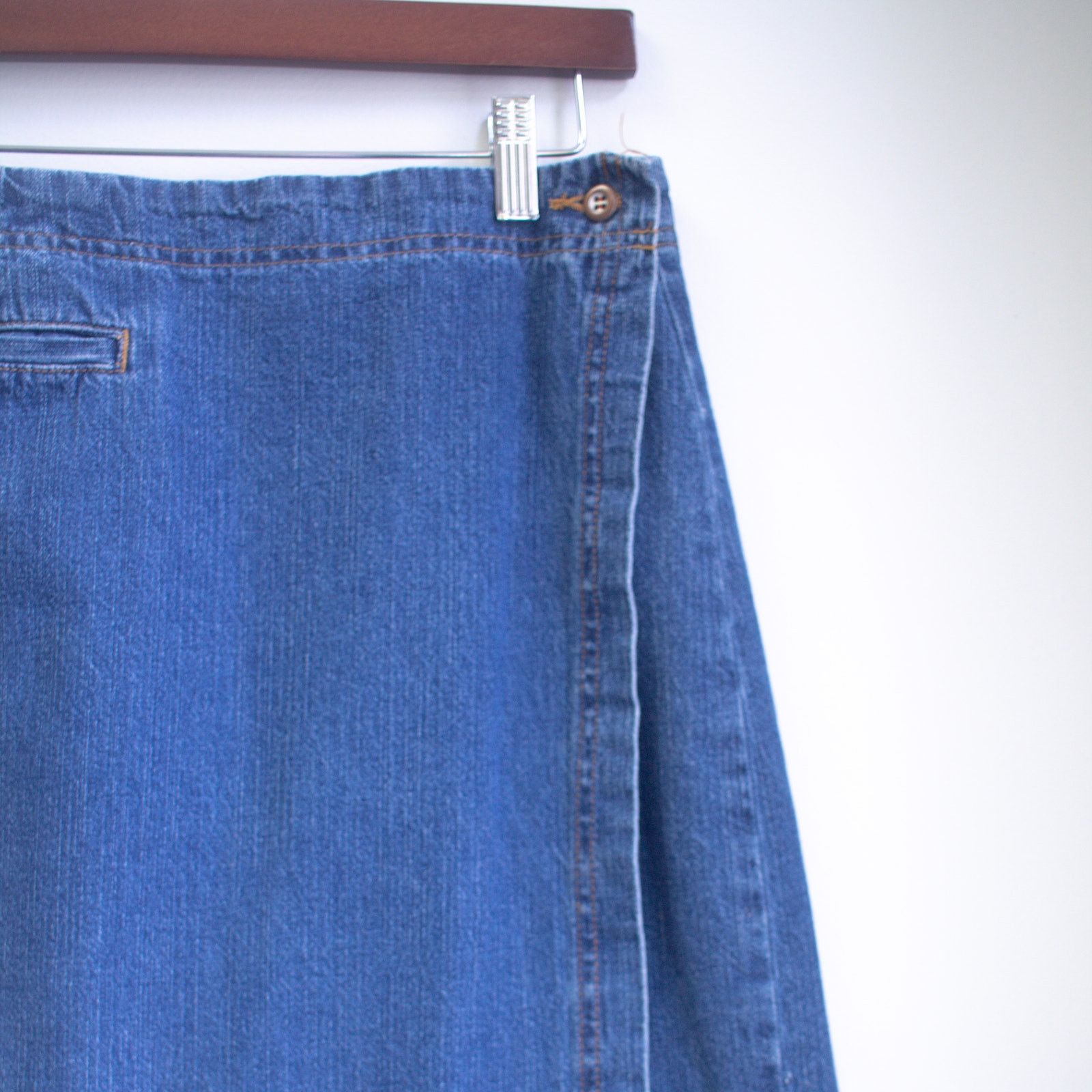 Vintage Y2K Denim Knee Length Skirt Size 12 Size 34" / US 12 / IT 48 - 3 Thumbnail