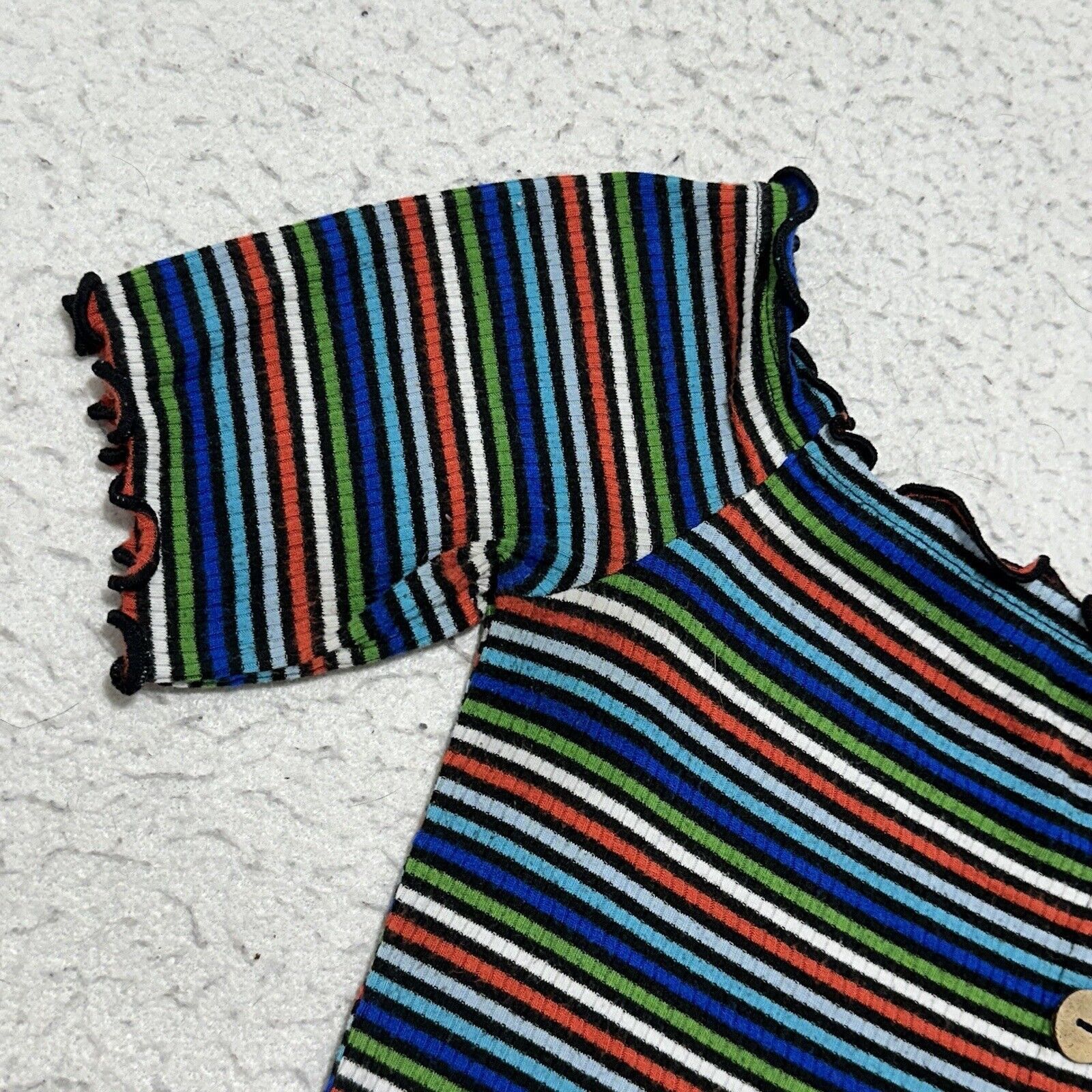 Other Ambiance Medium Crop Top Rainbow Striped TShirt Button Front Size M / US 6-8 / IT 42-44 - 5 Thumbnail