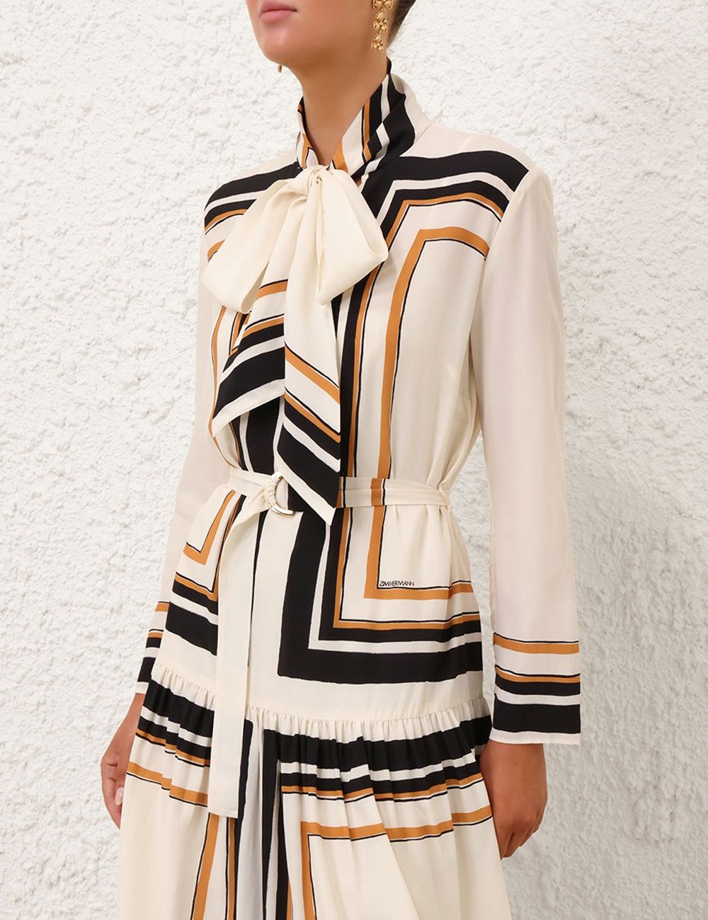 Zimmermann oc11z1025 Tie Neck Midi Dress in Multicolor Size XS / US 0-2 / IT 36-38 - 2 Thumbnail