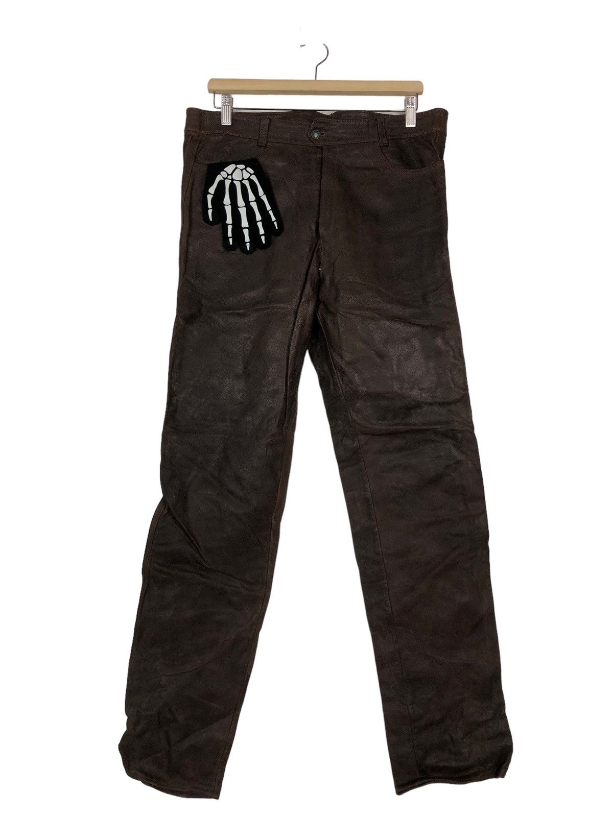 Genuine Leather 🔥Rich Brown -Genuine Leather Pants Racing Inspire RickOwens Size US 33 - 1 Thumbnail