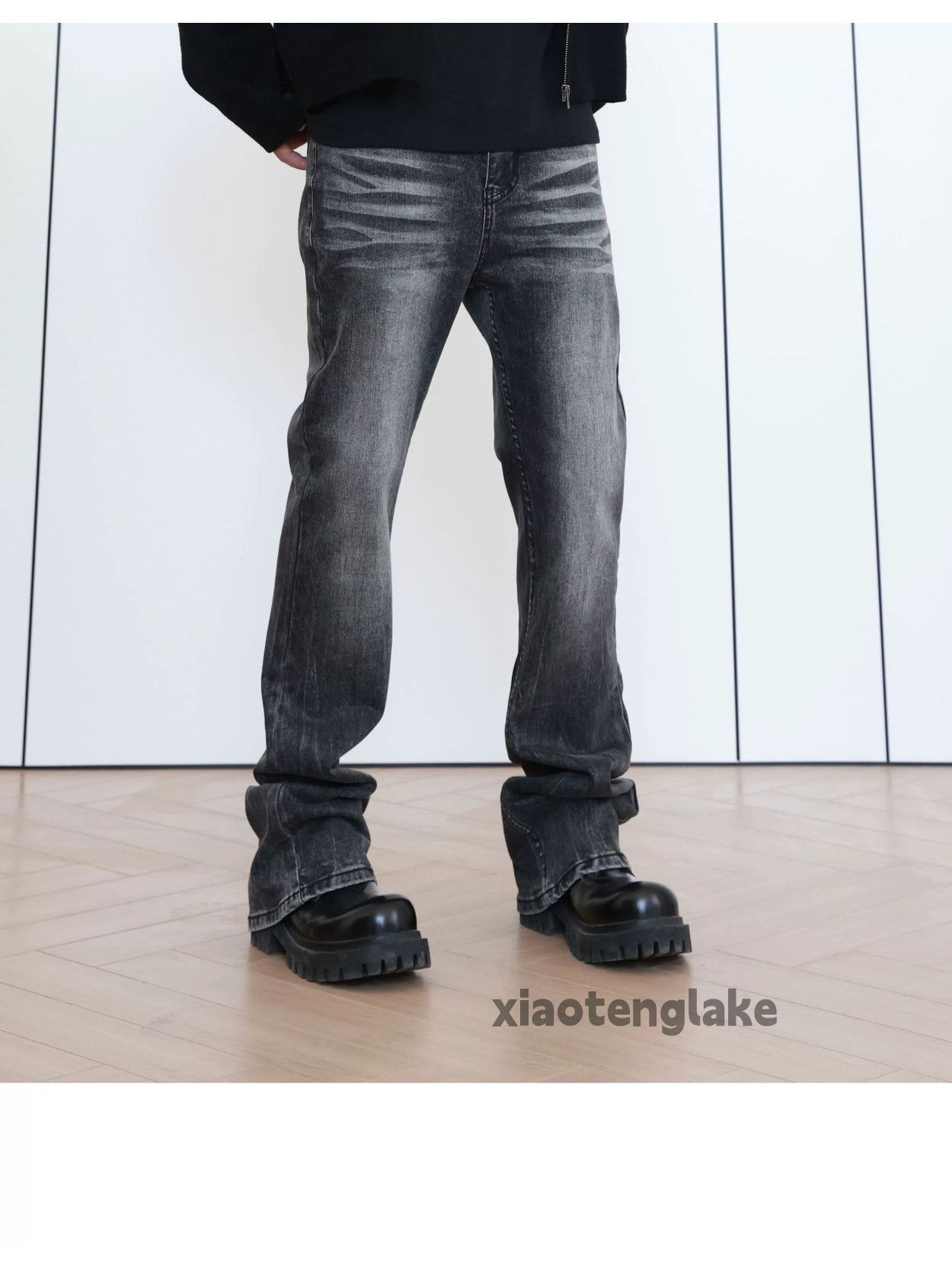 Jean × Vintage washed faded punk grunge bootcut flared jeans Size US 30 / EU 46 - 4 Thumbnail