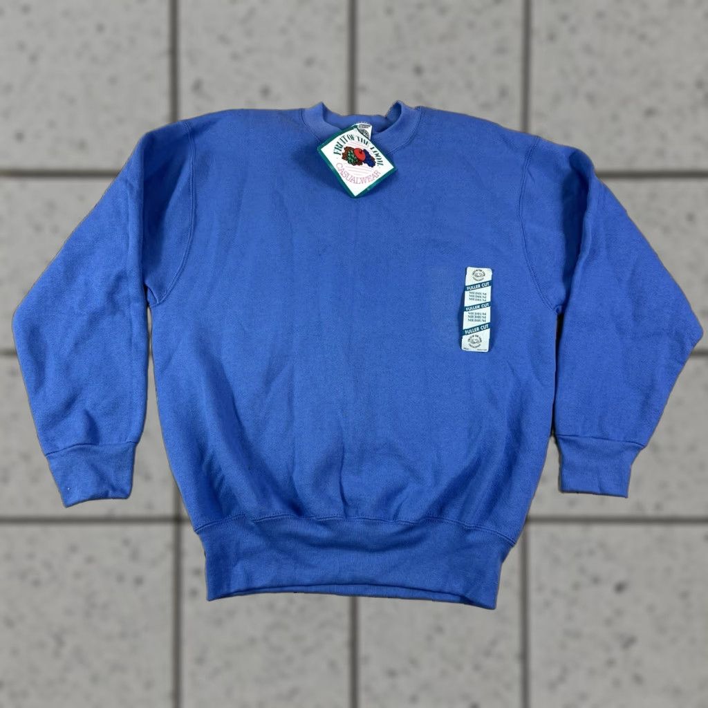 Fruit Of The Loom VINTAGE Fruit of the Loom Sweatshirt Crewneck Women’s M Blue Raglan Sleeve With Tags 90s USA USA 90s Size M / US 6-8 / IT 42-44 - 1 Thumbnail