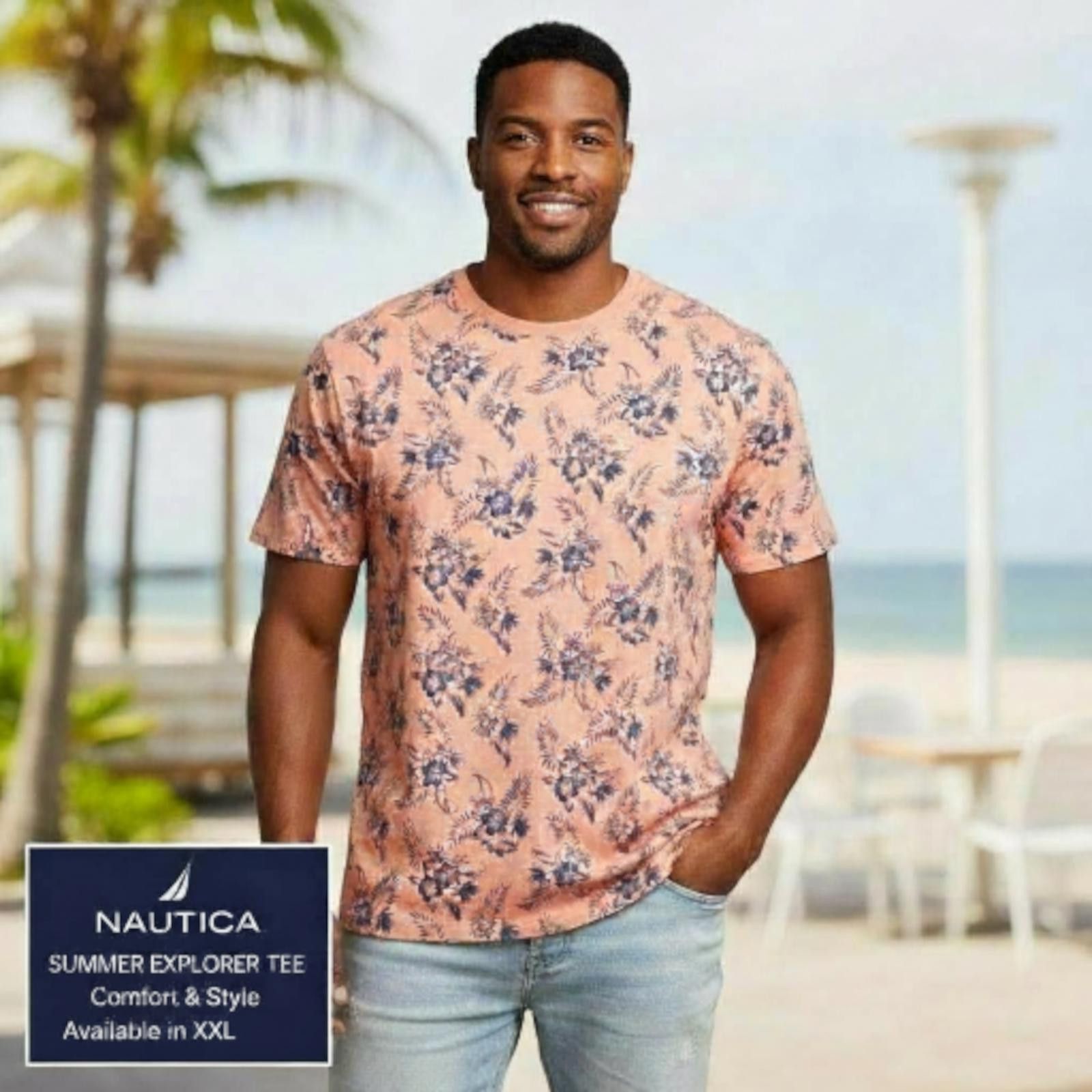 Nautica Nautica Summer Explorer Tee - Men's Floral Print T-Shirt, XL Size US XXL / EU 58 / 5 - 1 Thumbnail
