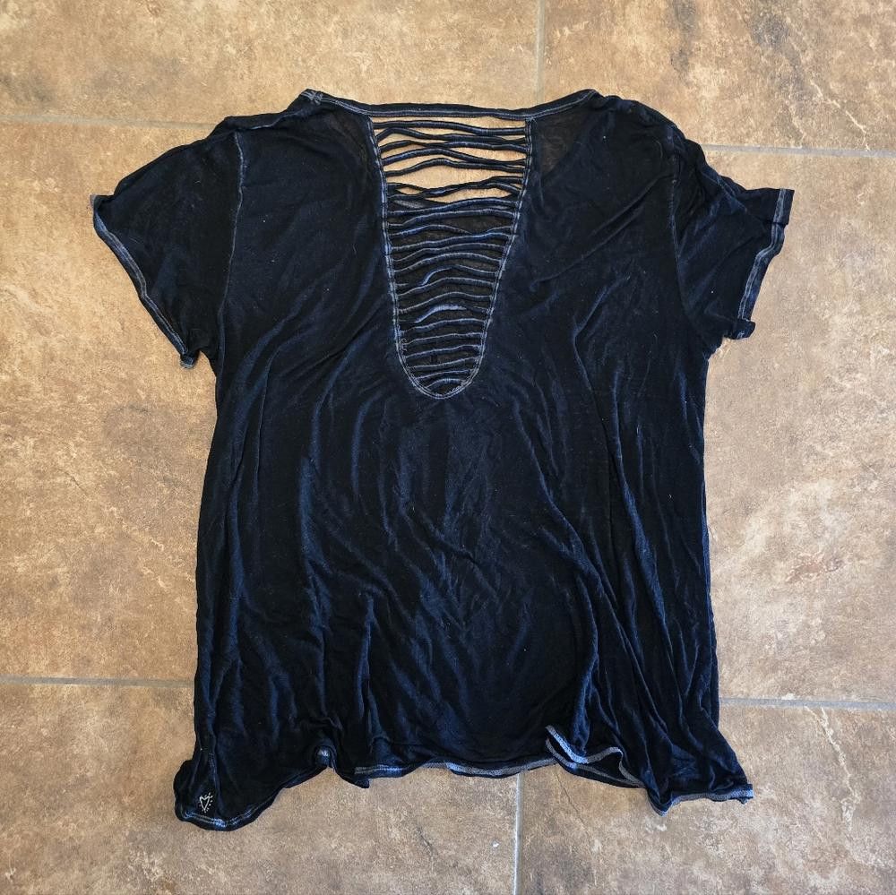 Designer Black Washed Back Vented Short Sleeve Size M / US 6-8 / IT 42-44 - 2 Thumbnail