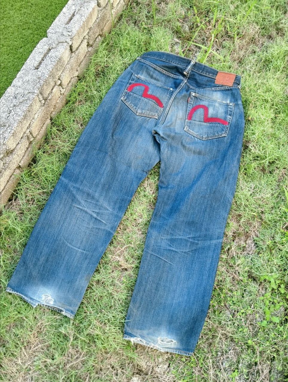 Bottes Jeans EVISU Vintage – Taille 28, Dénim Brodé, Coupe Bootcut, Fabriqué Au Japon, Occasion Très Bon état