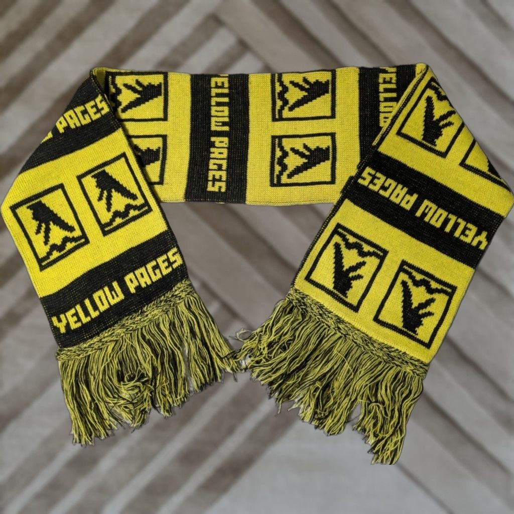 Vintage VTG THE YELLOW PAGES Let Your Fingers Do the Walking Scarf Scarf Adult Unisex Yellow 50" Fringe 62" Vintage The Yellow Pages Size ONE SIZE - 1 Thumbnail