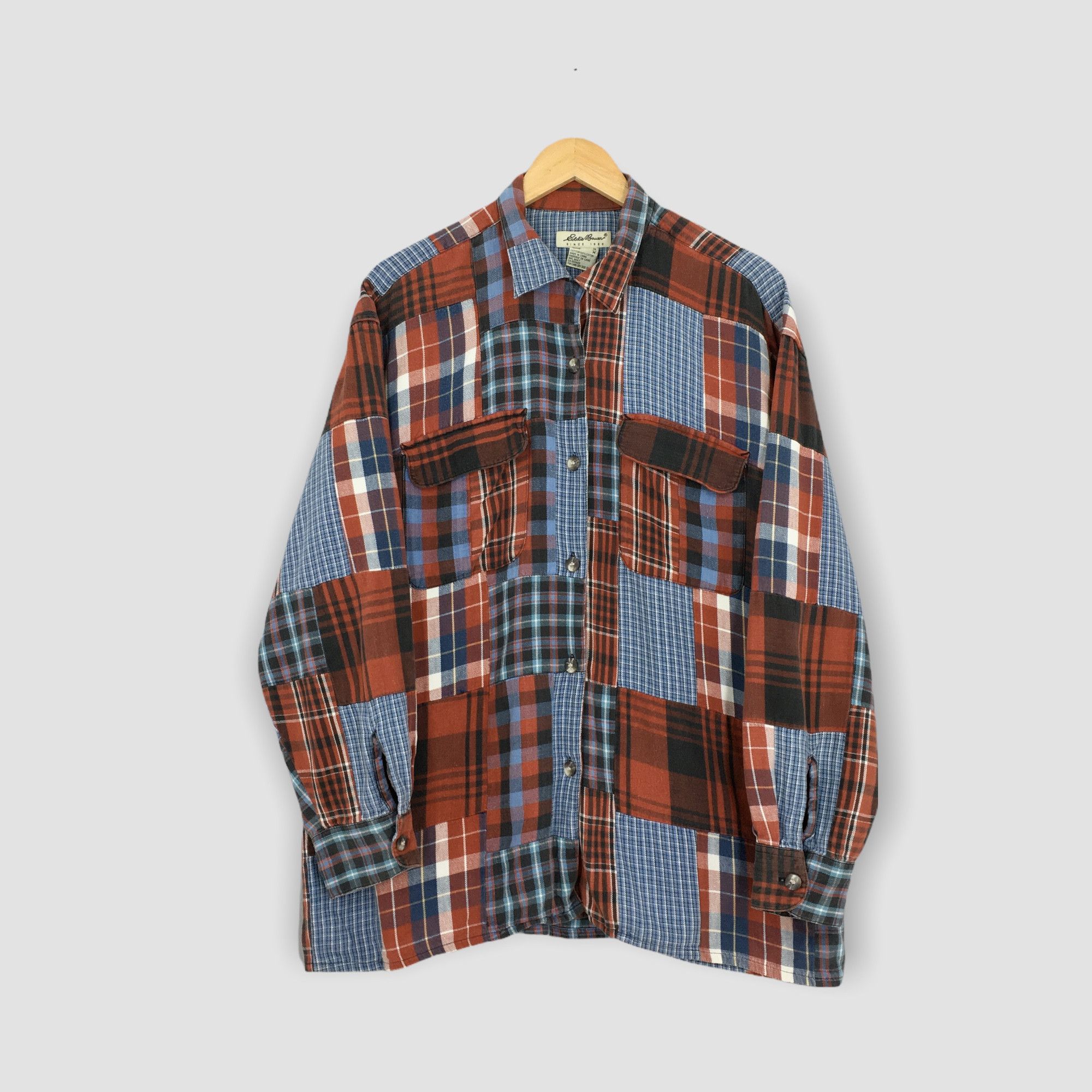 Eddie Bauer × Vintage Vintage Eddie Bauer Patchwork Boro Flannel Shirt Medium Size US S / EU 44-46 / 1 - 1 Thumbnail