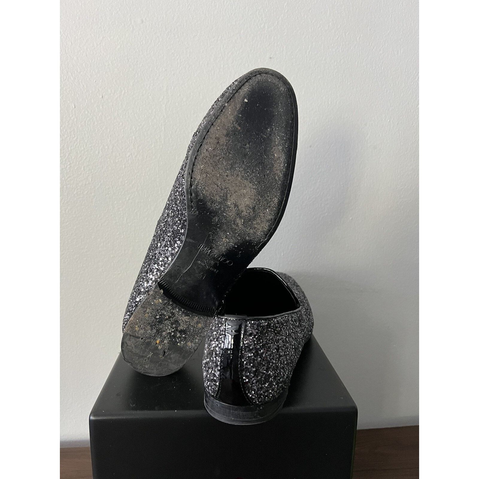 Jimmy Choo Jimmy Choo Men's Black Thame Black Glitter Fabric Slipper Size US 8 / EU 41 - 7 Thumbnail