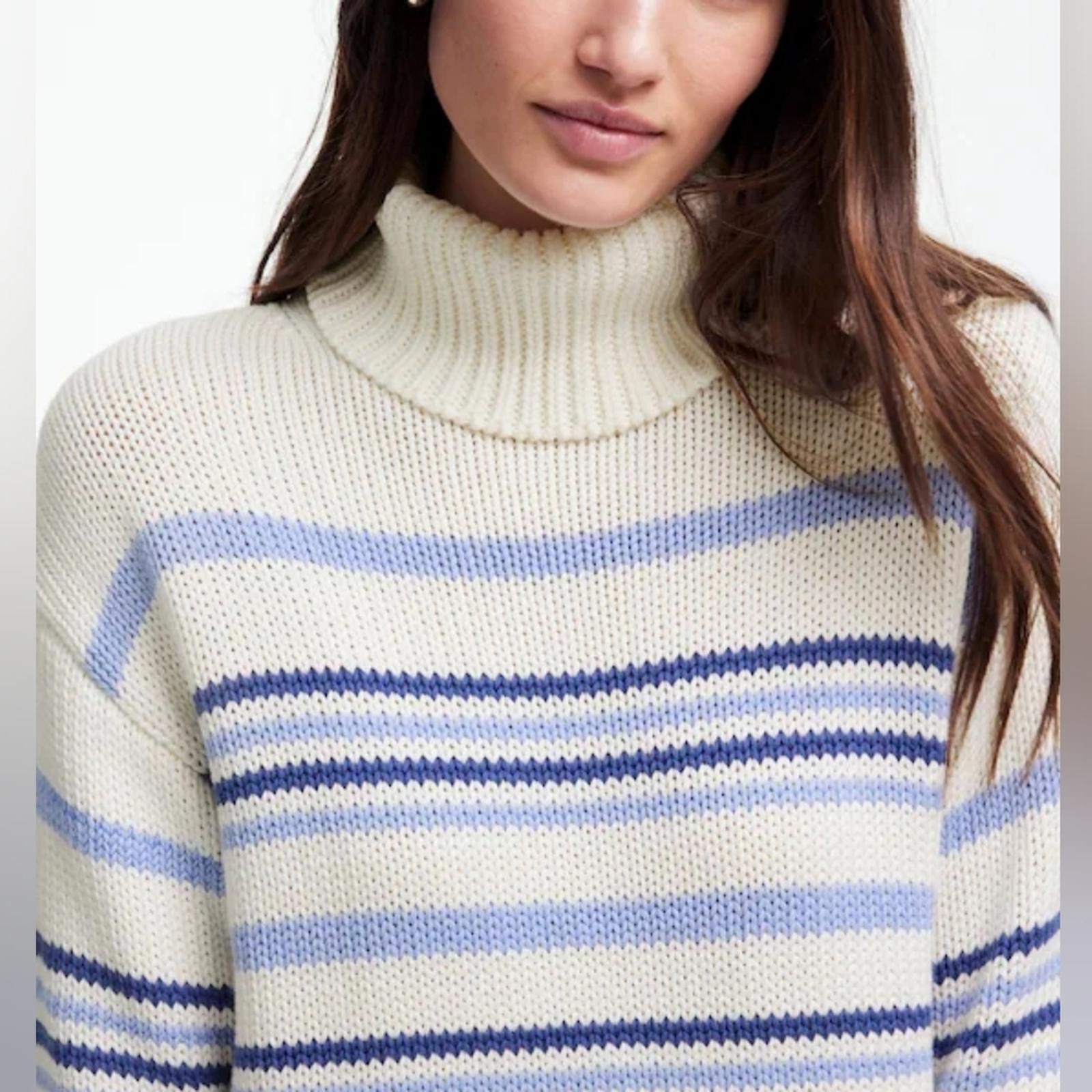 Madewell Madewell Ribbed Cotton Turtleneck Sweater in Stripe Size XL / US 12-14 / IT 48-50 - 1 Thumbnail