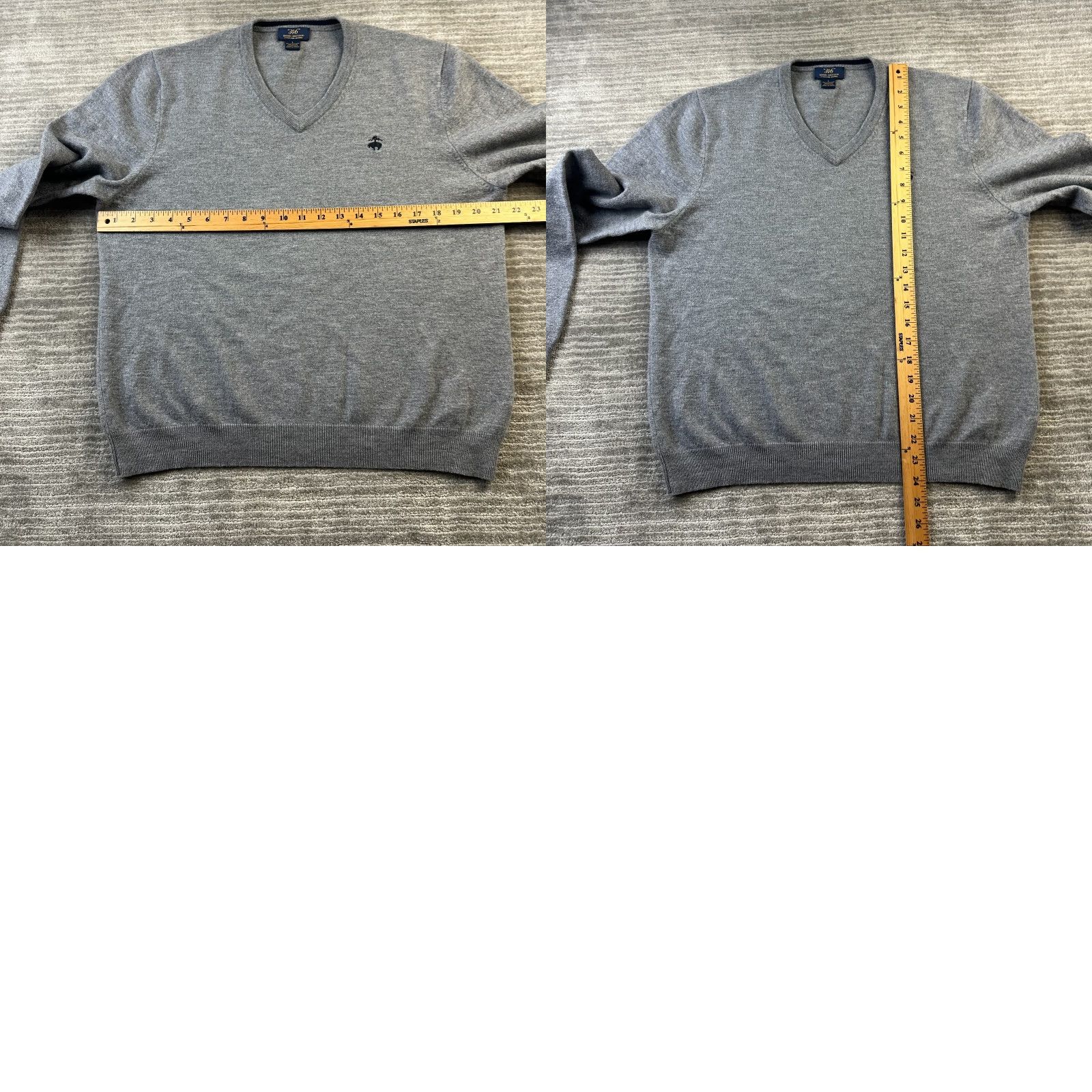 Brooks Brothers Brooks Brothers Sweater Mens Large Gray Merino Wool Blend Logo Pullover V-Neck Knit Cardigan All Seasons Classic Size US L / EU 52-54 / 3 - 8 Thumbnail