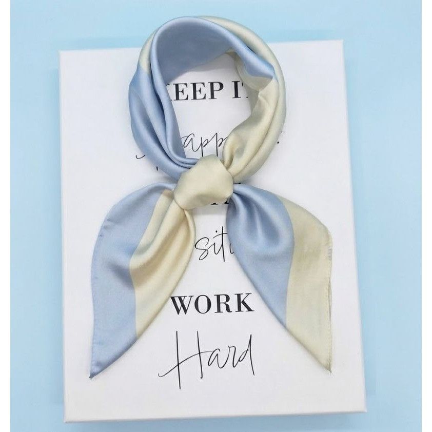 Other Scarf New Elegant Bandana Square Classic Beige and BLUE Wrap Size ONE SIZE - 1 Thumbnail