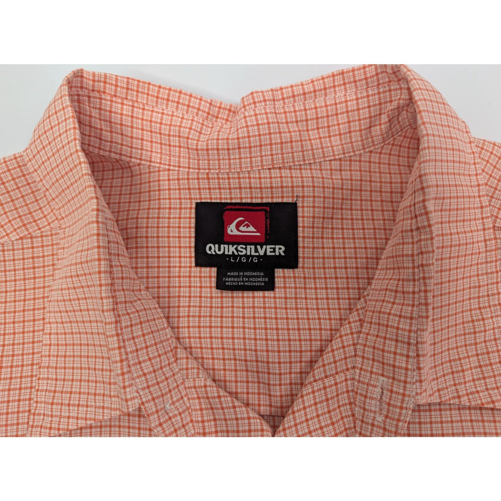 Quiksilver Quiksilver Orange Check Short Sleeve Button Up Shirt Men L Board Riding Size US L / EU 52-54 / 3 - 6 Thumbnail