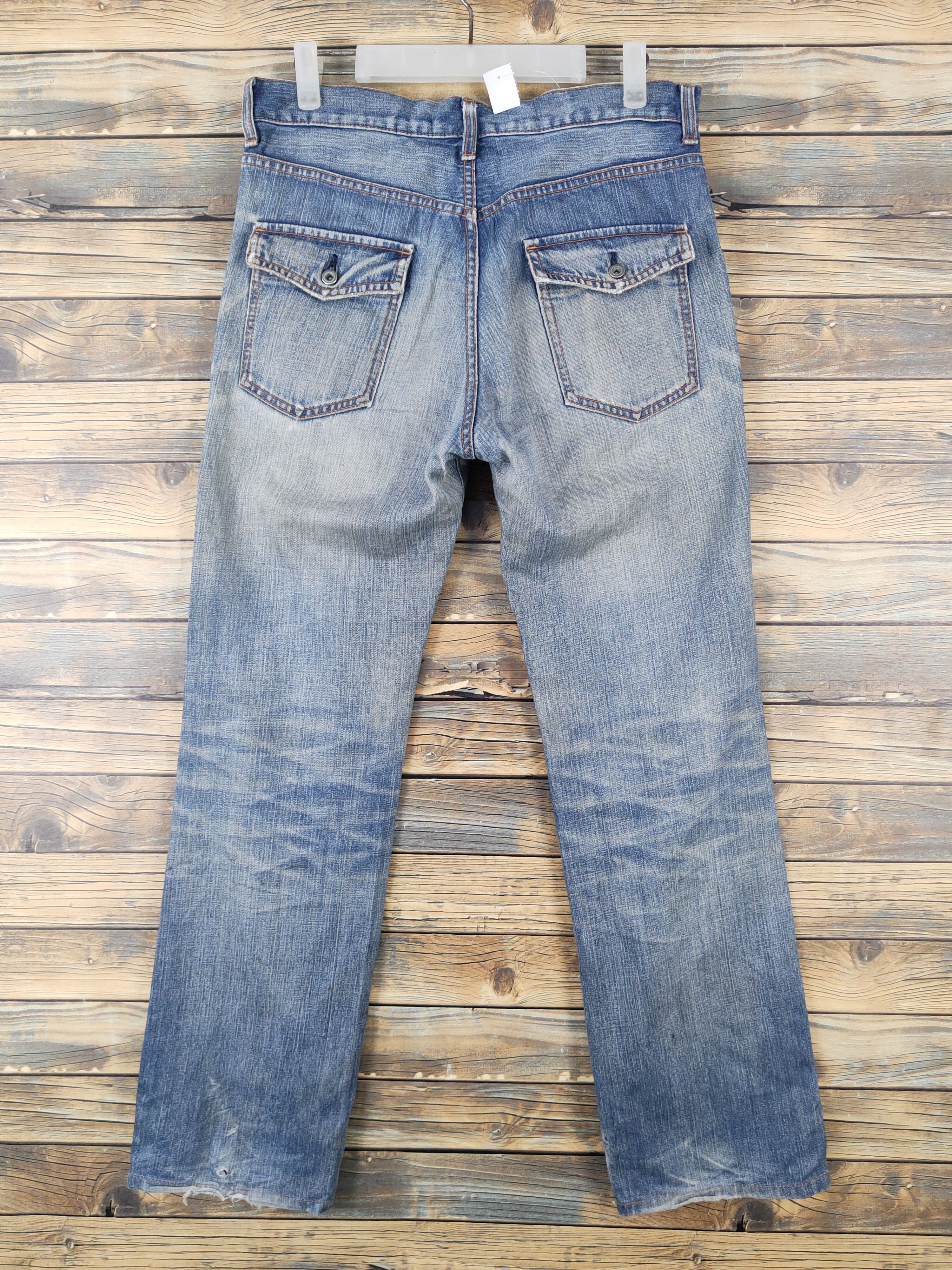 ABAHOUSE Abahouse Blue Distressed Ripped Jeans #W1955 Size US 33 - 7 Thumbnail
