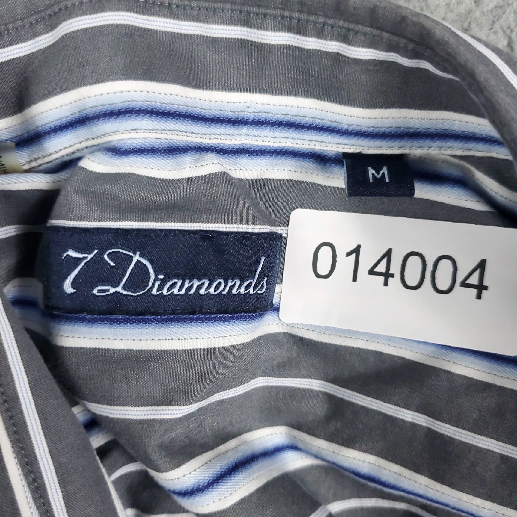 Vintage 7 Diamonds Shirt Mens Long Sleeve Button-Up Striped Gray Blue Cotton M Casual Preppy Classic Size US M / EU 48-50 / 2 - 7 Thumbnail