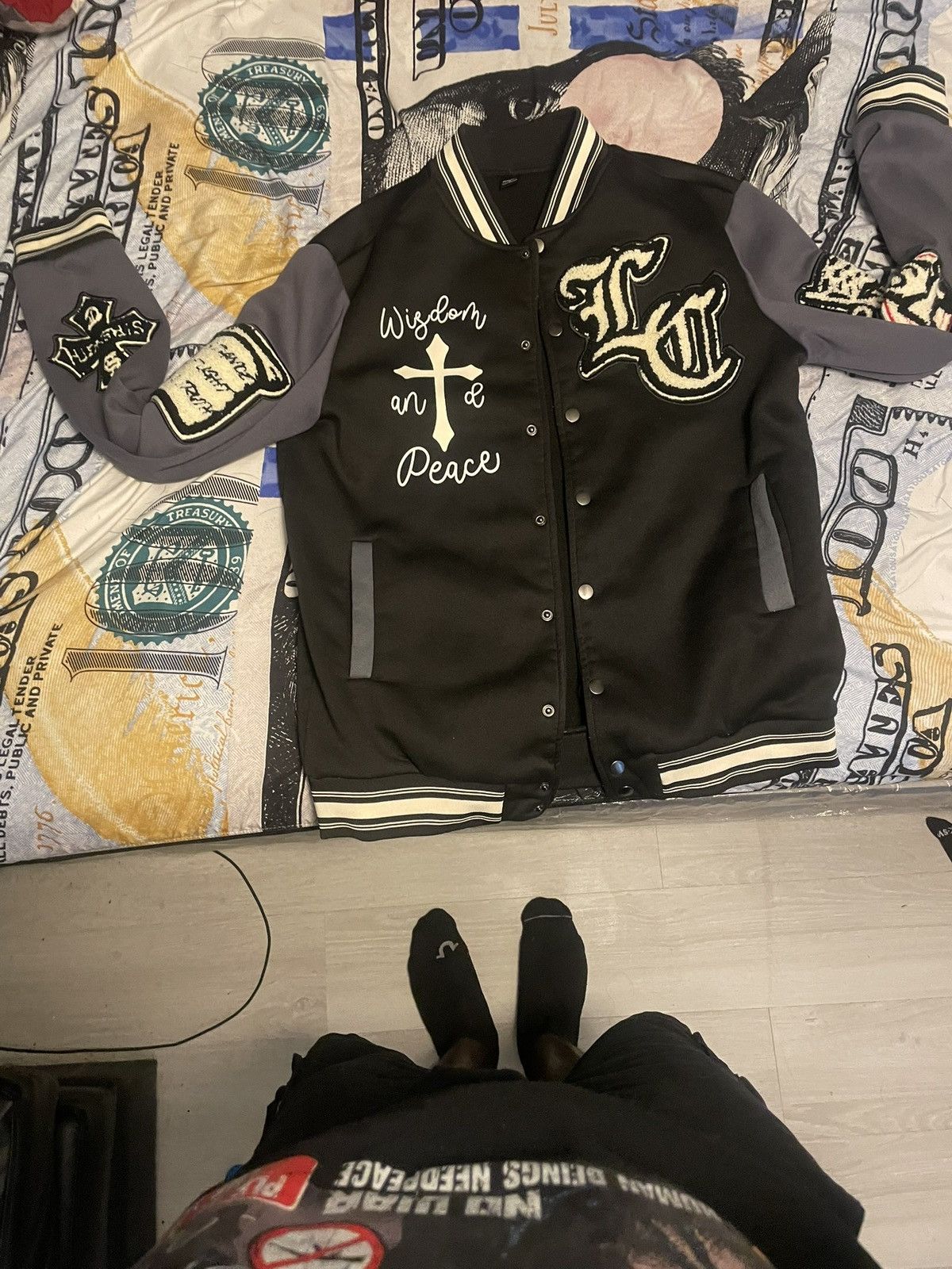Other Varisty jacket black white and grry Size US M / EU 48-50 / 2 - 1 Thumbnail