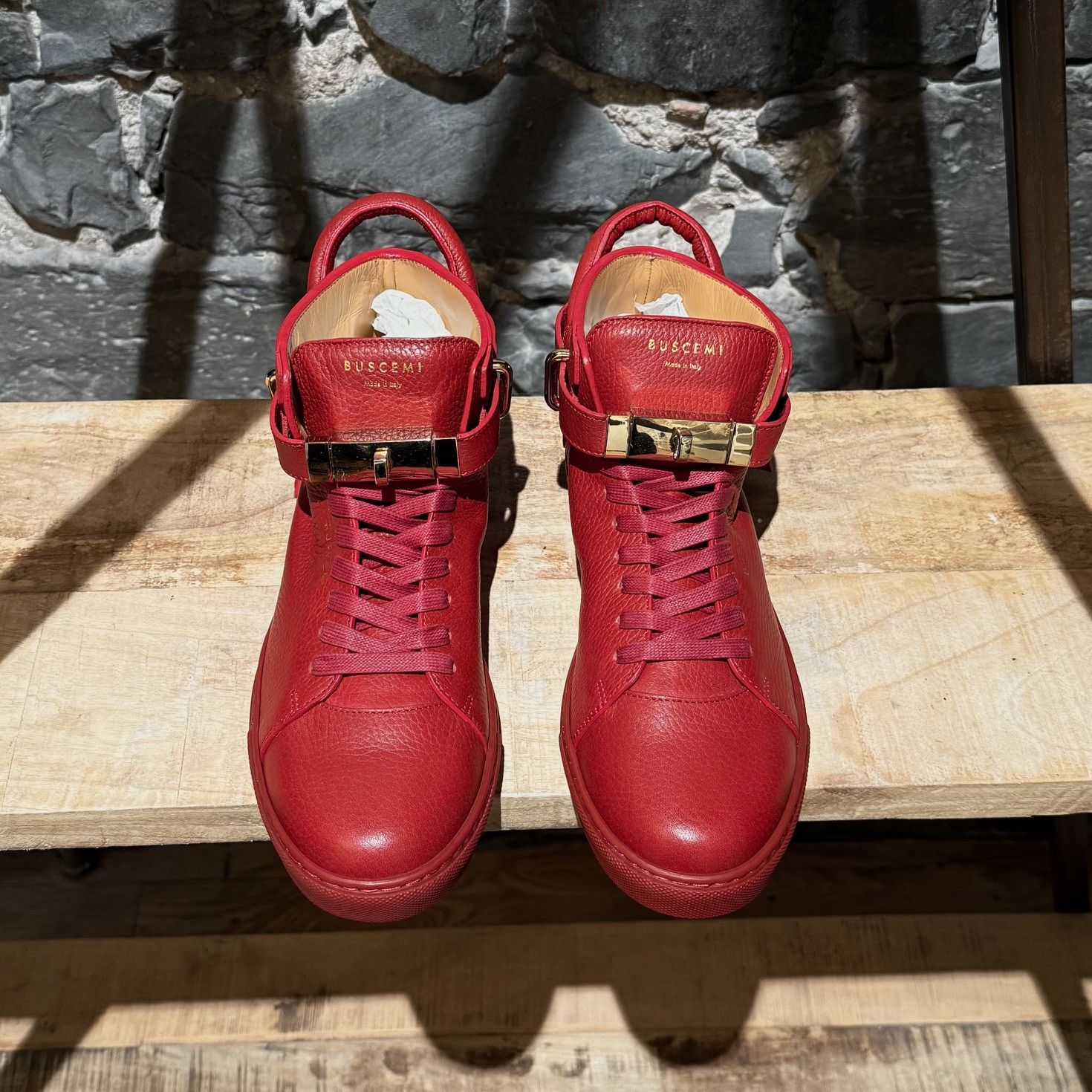 Buscemi Buscemi Red Leather 100MM High Top Sneakers Size US 9 / EU 42 - 3 Thumbnail