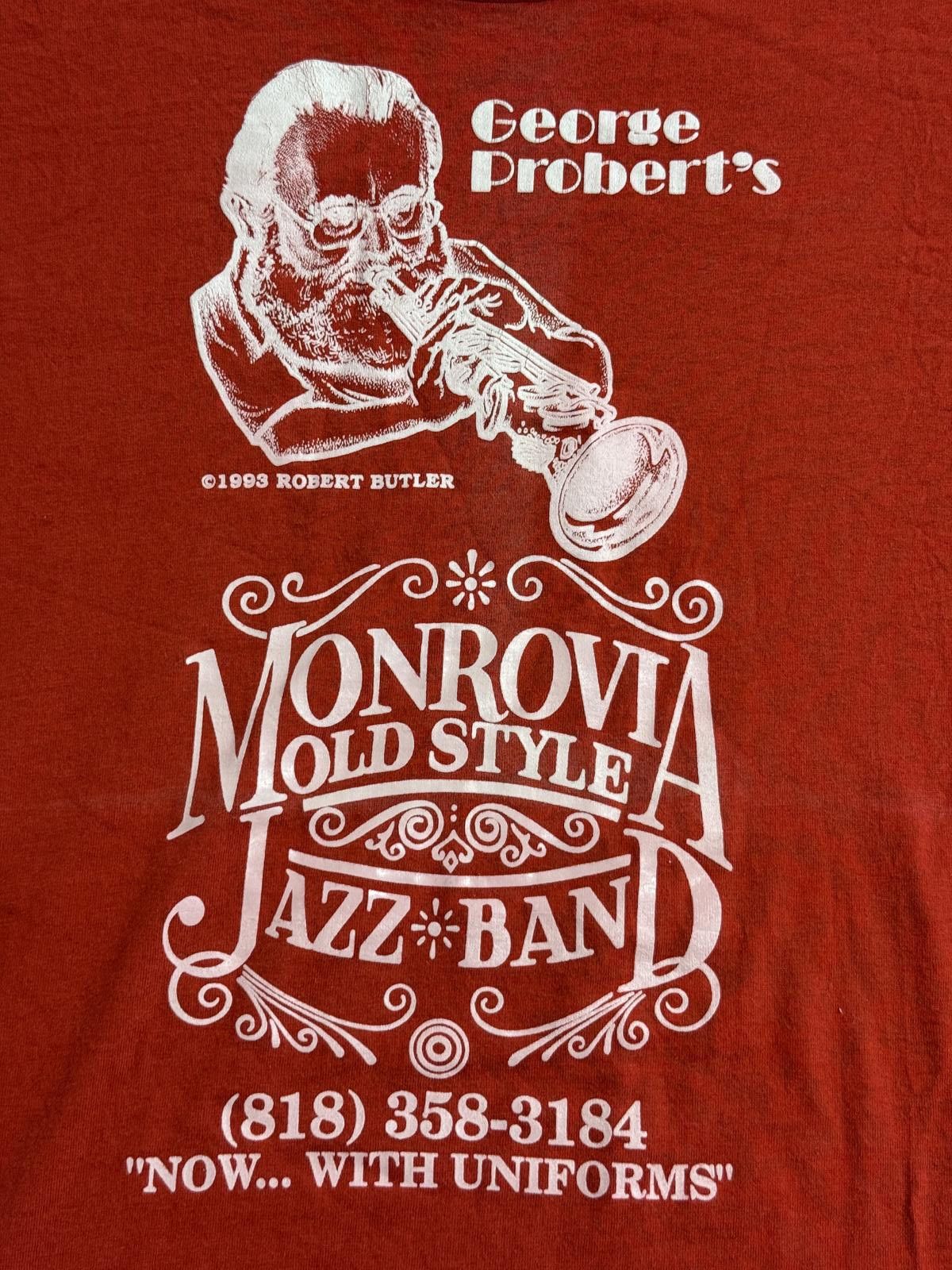 Other Vintage George Probert's Tshirt Monrovia Old Style Jazz Band Size US XL / EU 56 / 4 - 3 Thumbnail