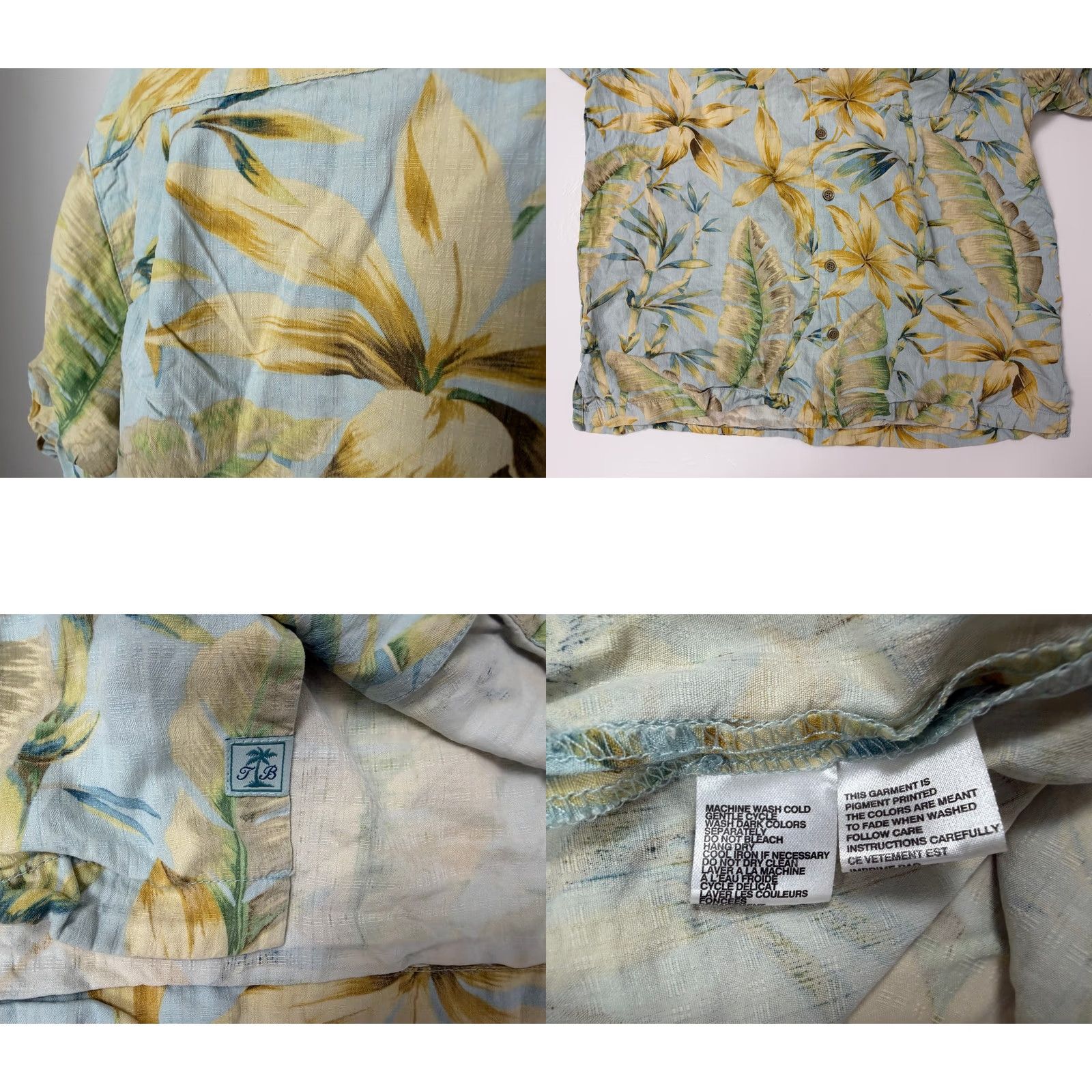 Tommy Bahama Tommy Bahama Shirt Men Large Silk Hawaiian Bamboo Floral Leaf Camp Collar Aloha Shirt Size US L / EU 52-54 / 3 - 9 Thumbnail