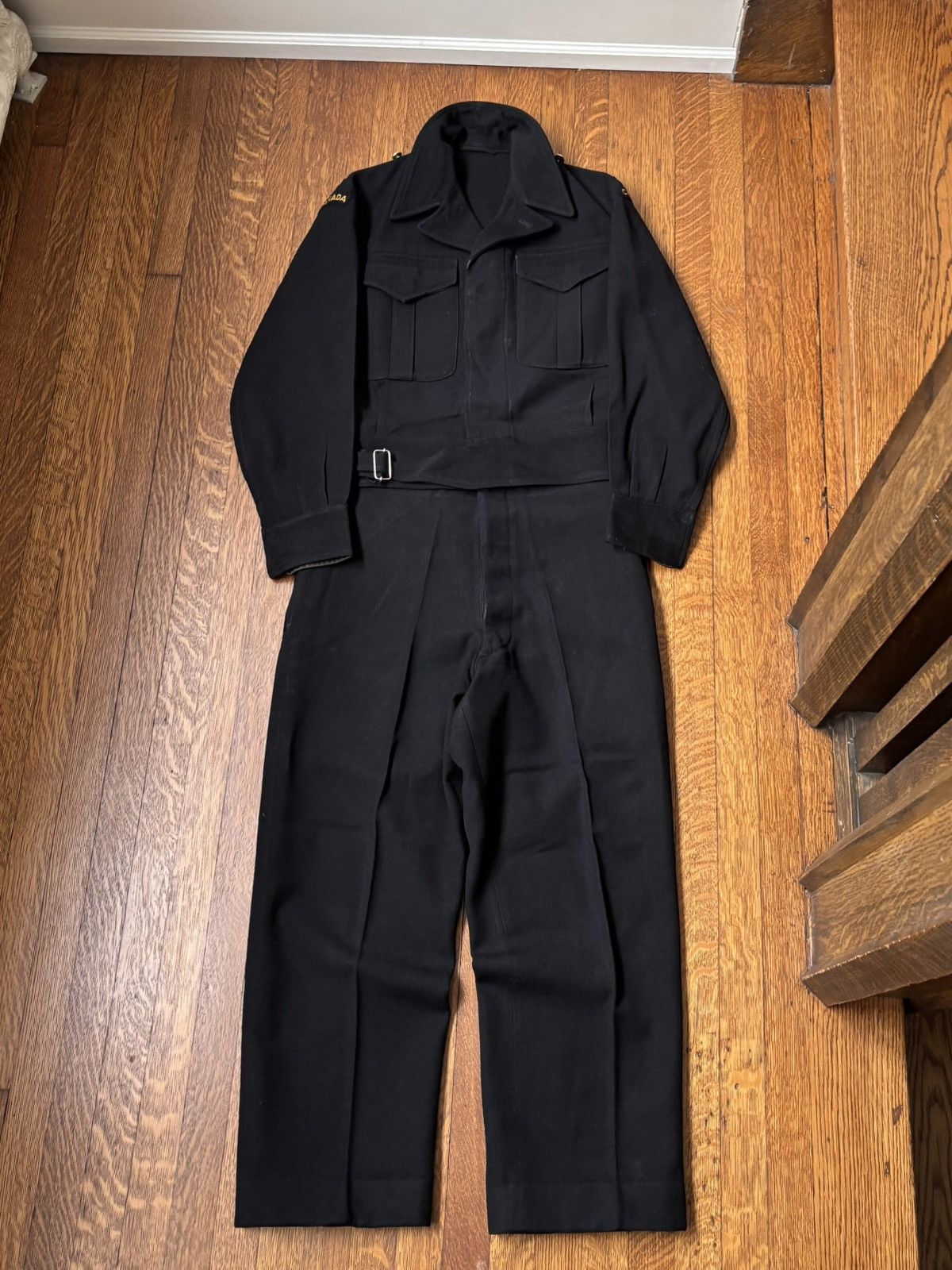 Vintage 1950s Wool Suit WW2 Korean War Canadian Battledress Set Size 36R - 1 Thumbnail
