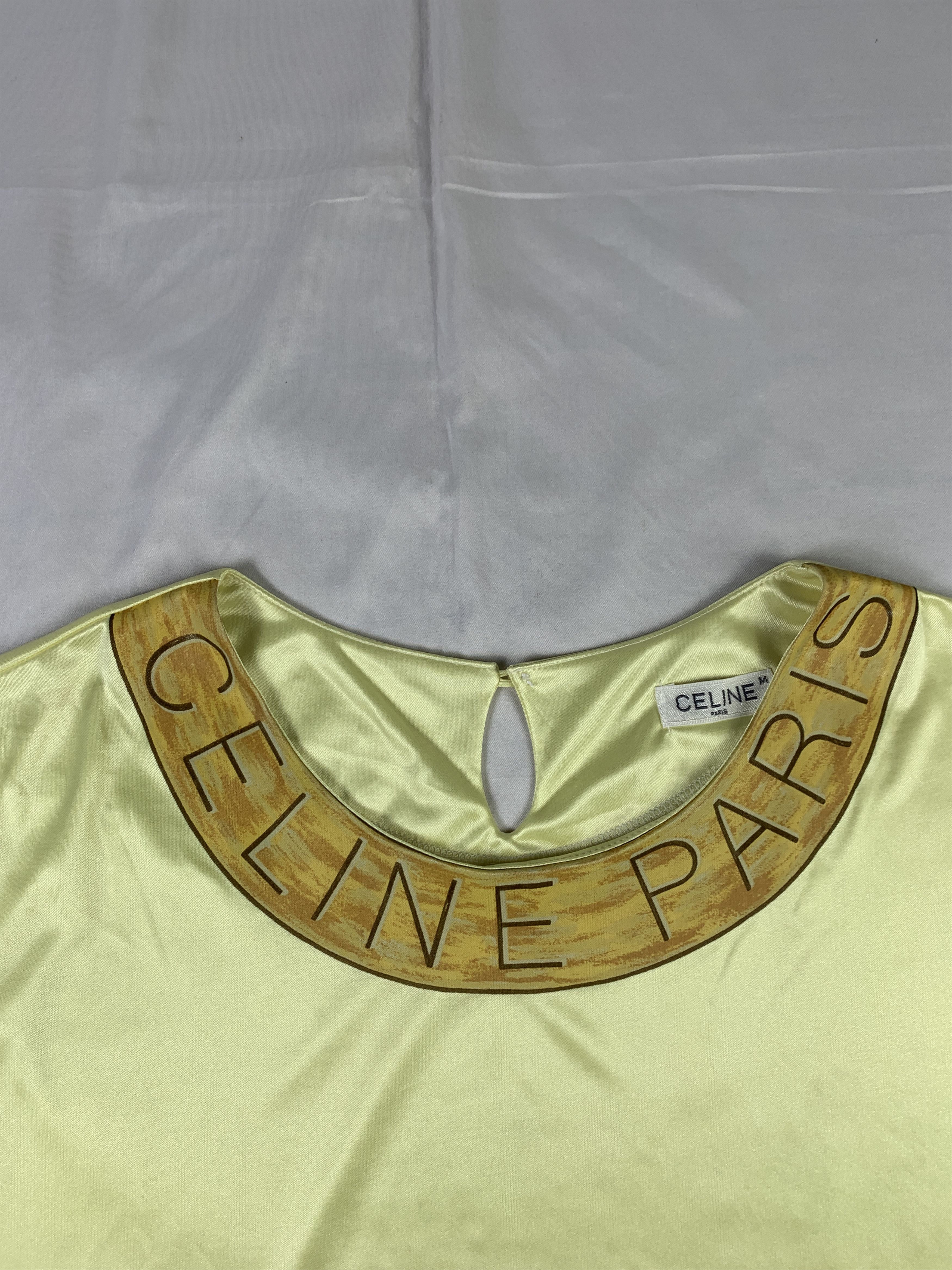 Celine 2000s Celine Paris Yellow Silk Blouse (M) Size M / US 6-8 / IT 42-44 - 4 Thumbnail