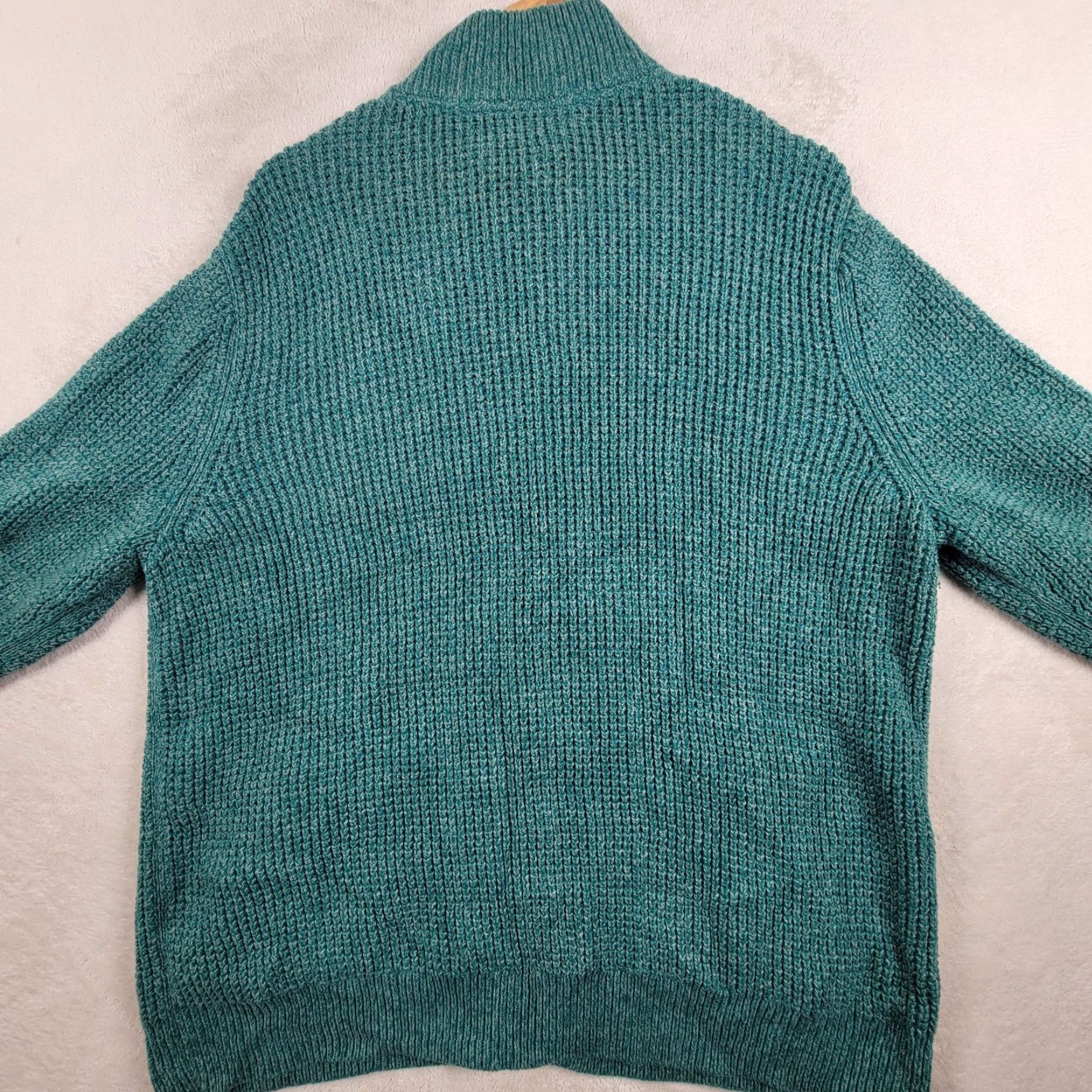 Vintage LL Bean Sweater Mens Large Waffle Knit Full Zip Green Pockets Heavyweight Casual Size US XL / EU 56 / 4 - 3 Thumbnail