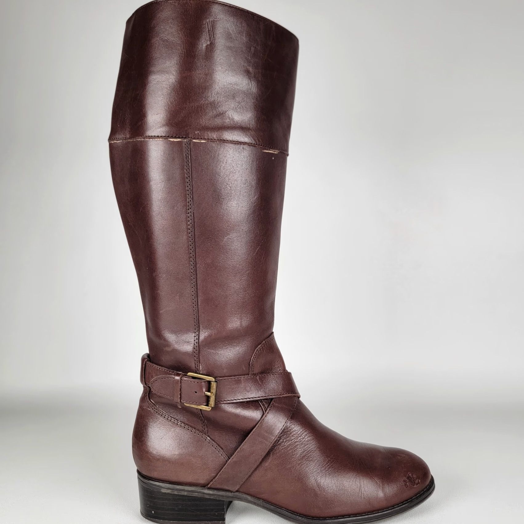 Ralph Lauren RALPH LAUREN Leather Riding Boots Women Size 7.5 M Brown Solid Round Toe Zip Block Heel Riding Boot Winter Fall Spring Women Size US 8 / IT 38 - 3 Thumbnail