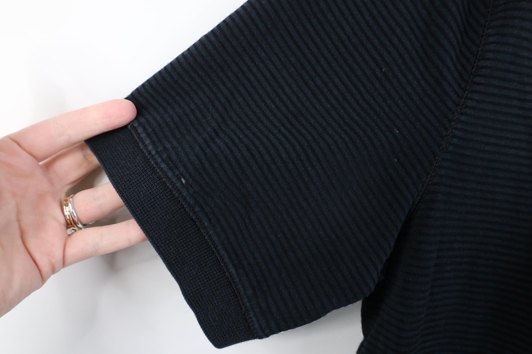 Vintage Vintage 90s Streetwear Ribbed Knit Ringer T-Shirt Black Size US M / EU 48-50 / 2 - 6 Thumbnail