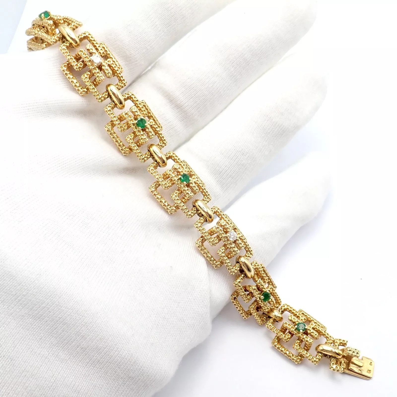 Tiffany & Co. Tiffany & Co France 18k Yellow Gold Diamond Emerald Bracelet Size ONE SIZE - 7 Thumbnail