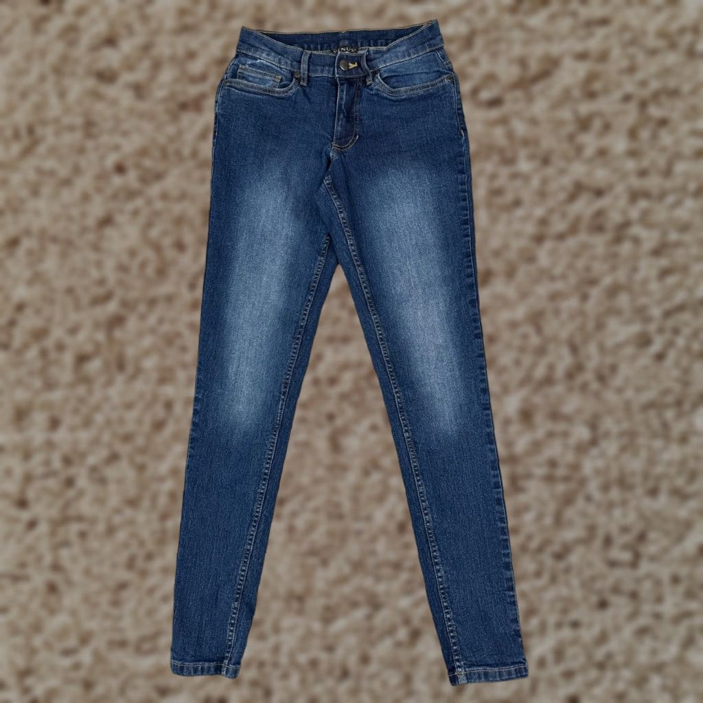 Venus Venus Womens Jeans Skinny Taper Cotton Blend Mid Rise 25x29 Blue Denim Embroidered 90s Casual Fit Size 26" / US 2 / IT 38 - 1 Thumbnail
