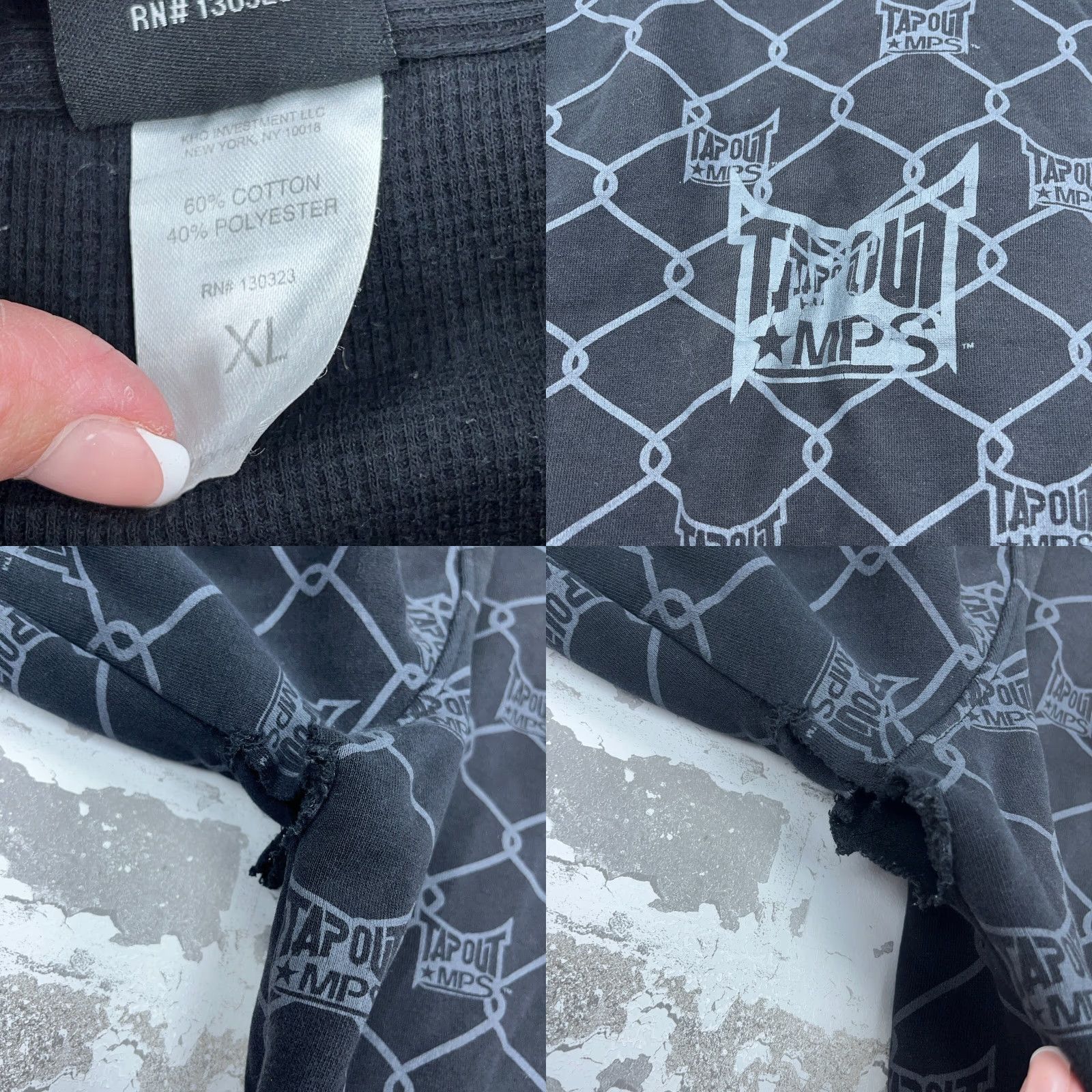 Tapout VINTAGE Tapout Hoodie Men XL Black Full Zip Jacket MMA AOP Cage Print Grunge Shirt Size US XL / EU 56 / 4 - 9 Thumbnail