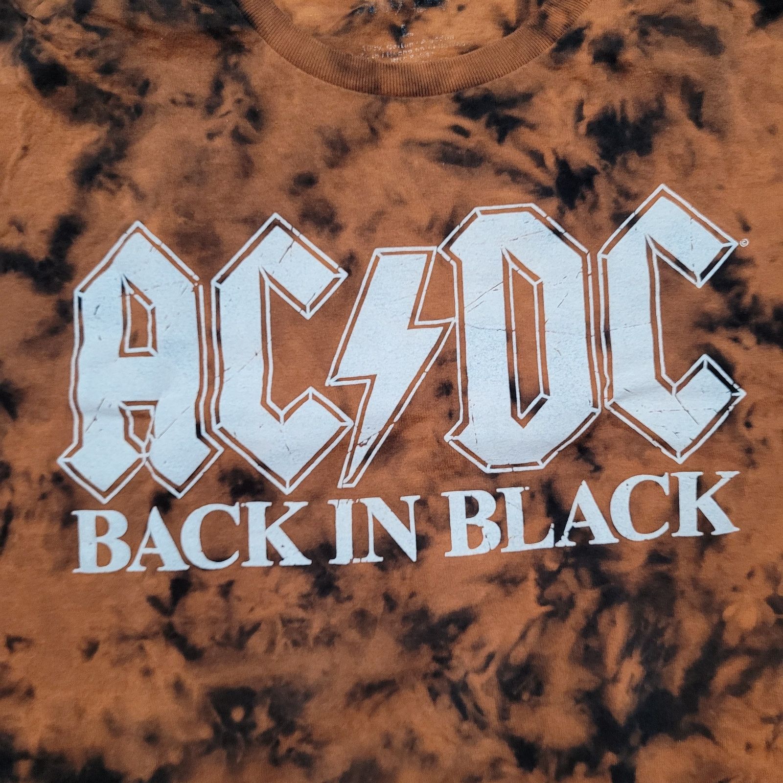 Other 1/1 Custom AC/DC Bleach Dye T-Shirt Womens M/L Cropped Boxy Size L / US 10 / IT 46 - 2 Thumbnail