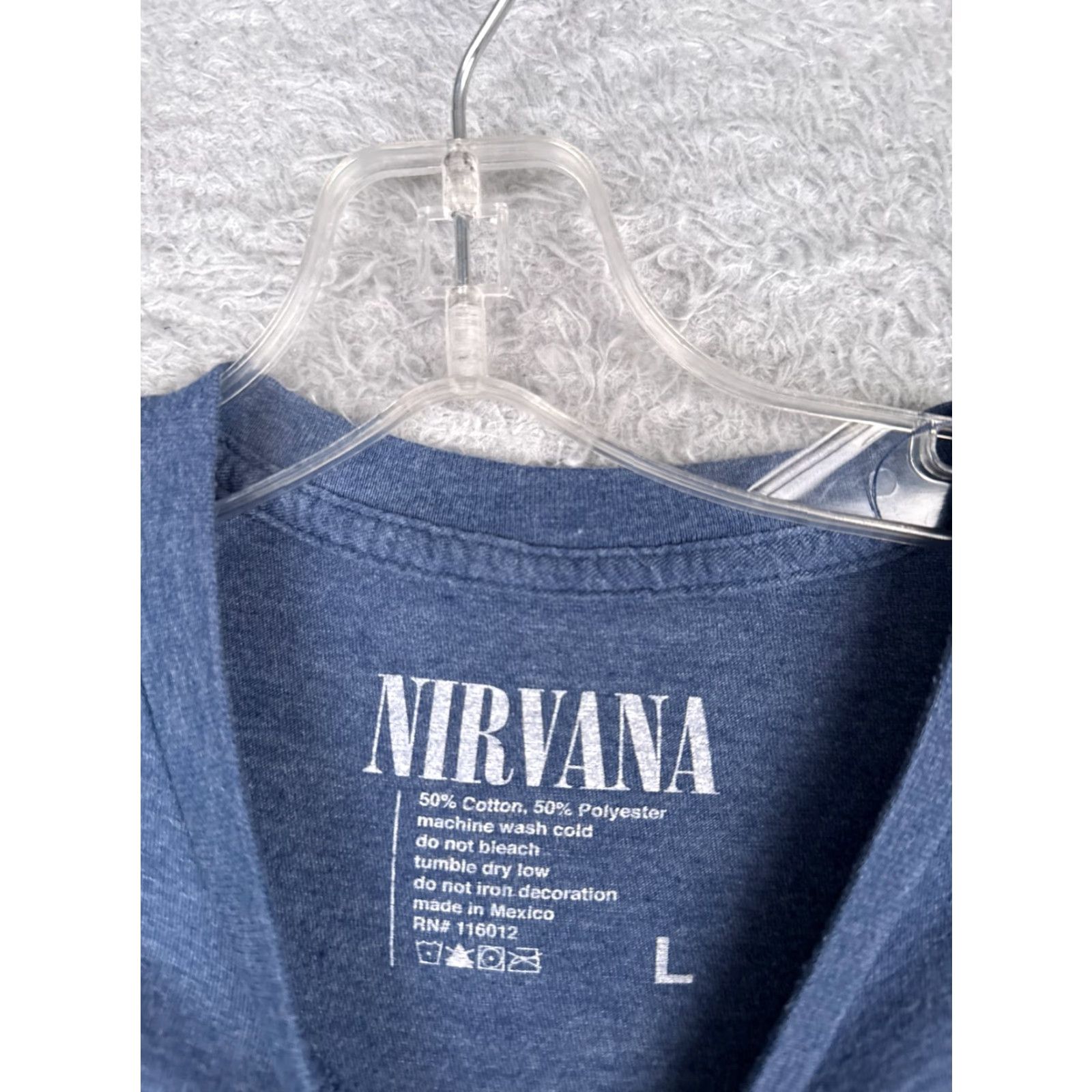 Vintage Nirvana Shirt Men Large Blue Short Sleeve Crew Neck Cotton Blend Logo Distressed 90s Band T-Shirt Mens Size US L / EU 52-54 / 3 - 7 Thumbnail
