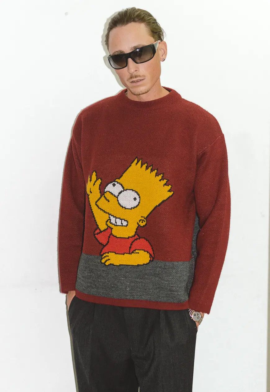 Designer × The Simpsons × Vintage Rare Y2k Bart Simpson oversize cartoon graphic Sweater Size US M / EU 48-50 / 2 - 3 Thumbnail