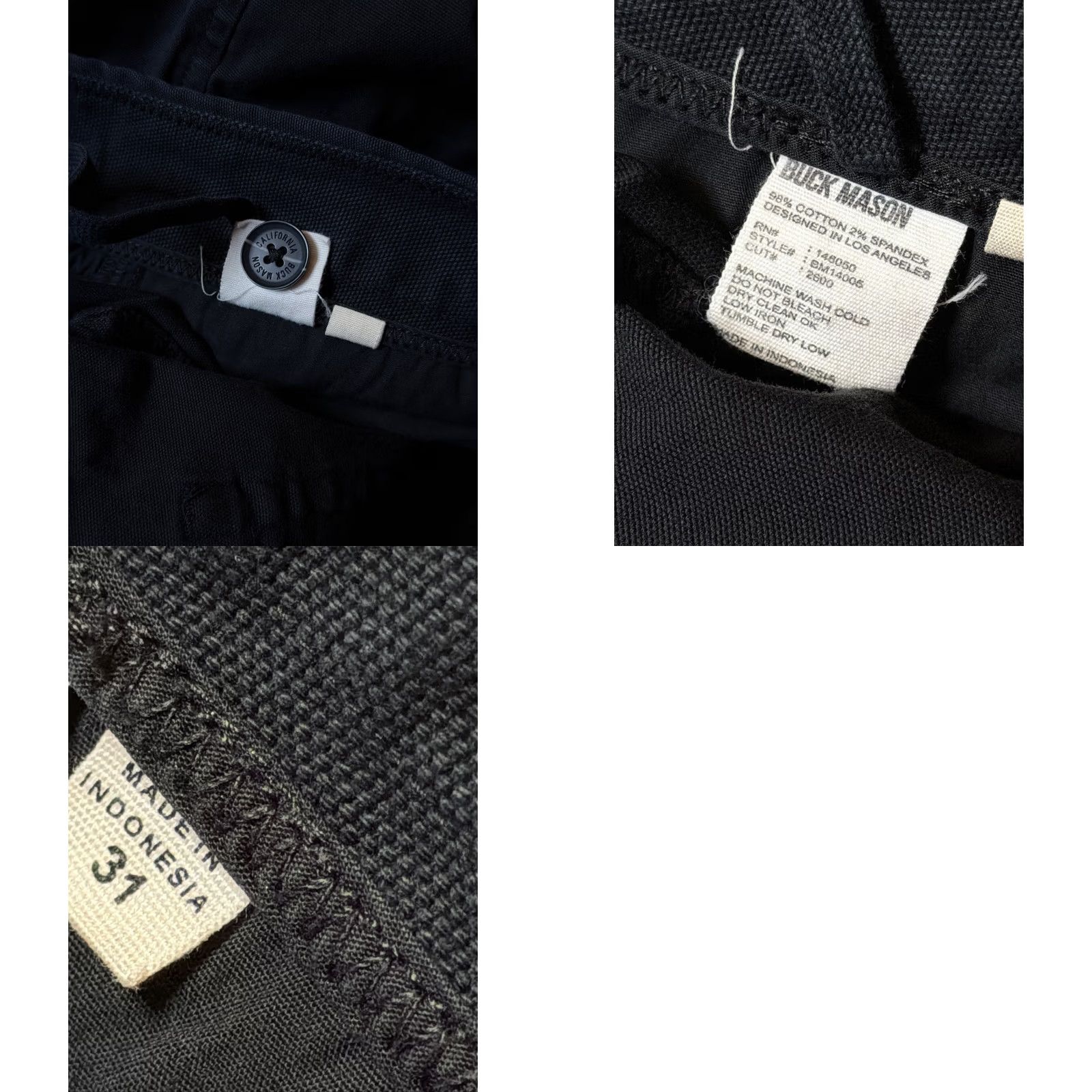 Buck Mason Buck Mason Pants Mens Black Straight 31 x 32 Canvas Duck 5 Pocket Size US 31 - 8 Thumbnail