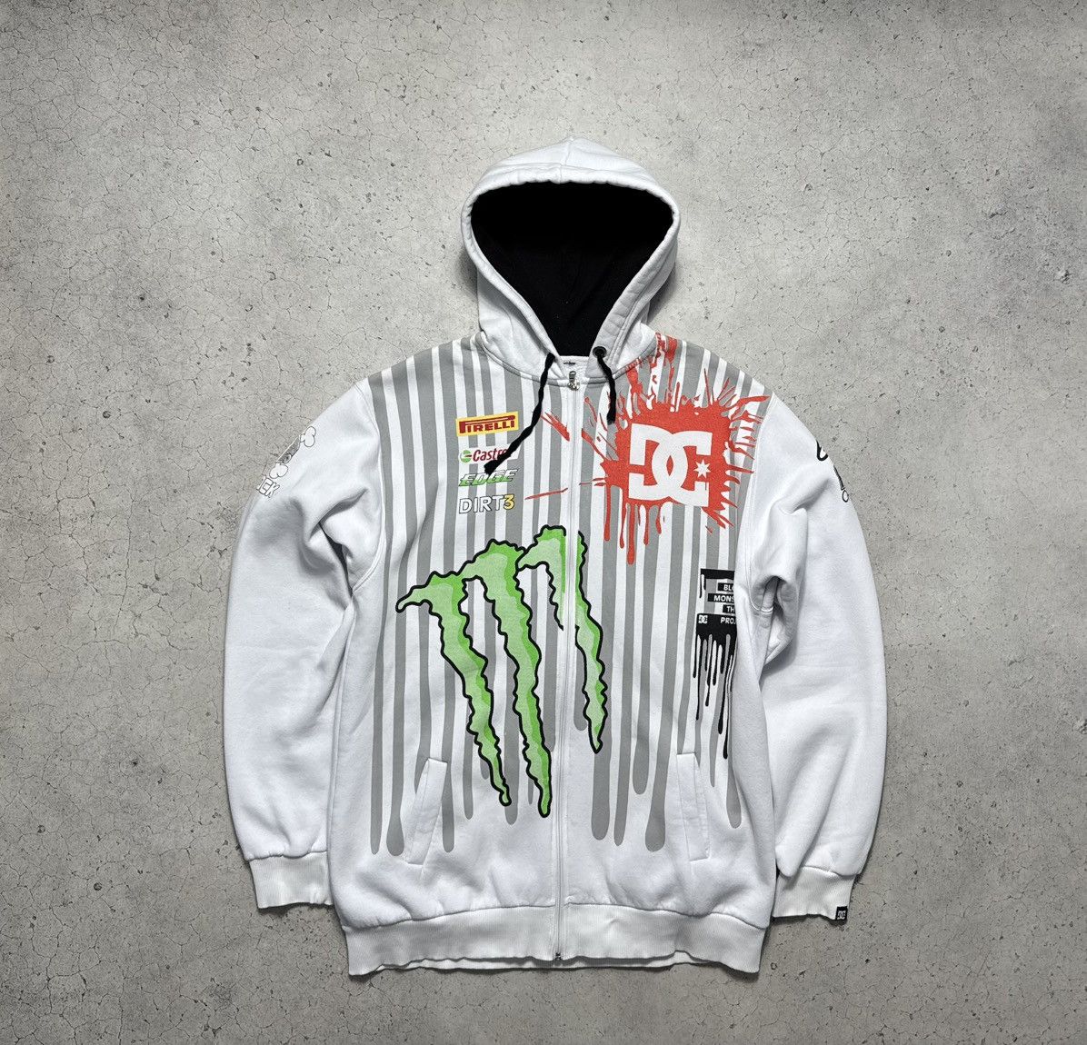 Vintage DC Shoes Monster Racing Full Zip Hoodie White Pirelli Size US XL / EU 56 / 4 - 1 Thumbnail