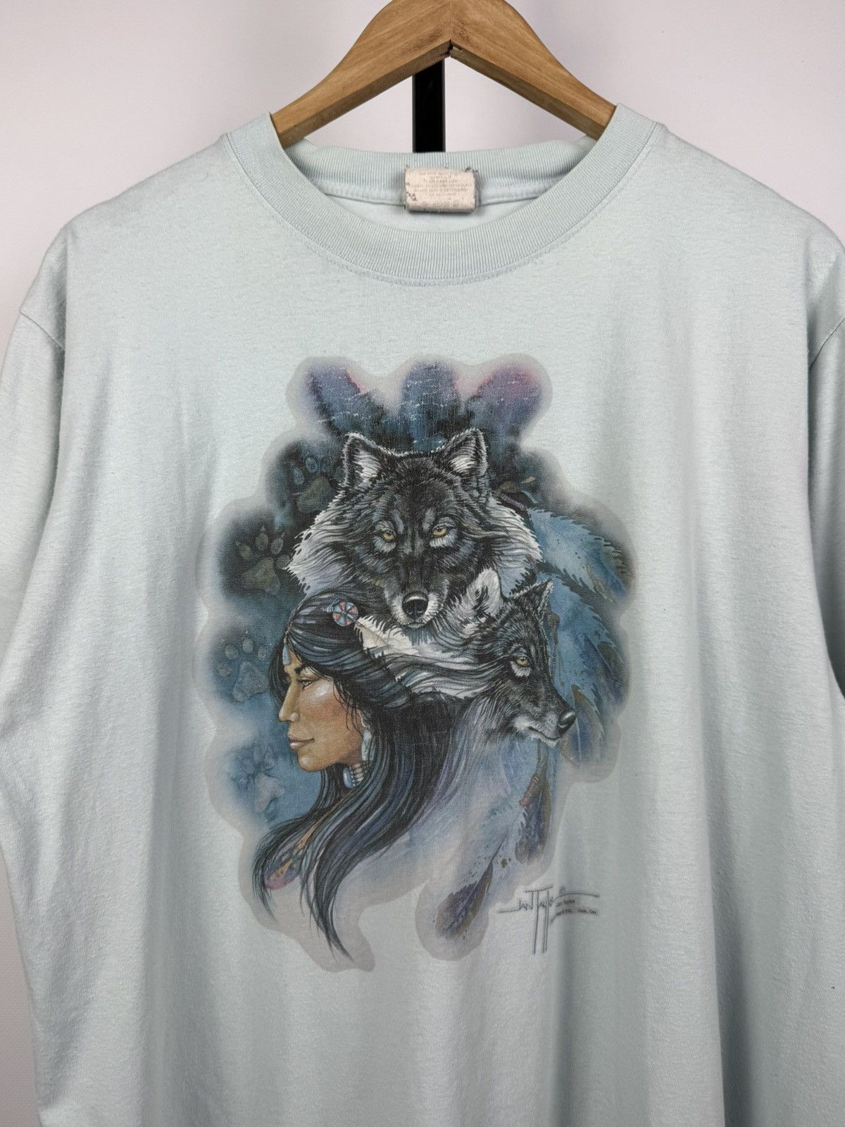 Habitat Vintage 90s USA rare Native Indian Wolf Animal t-shirt Size US L / EU 52-54 / 3 - 2 Thumbnail