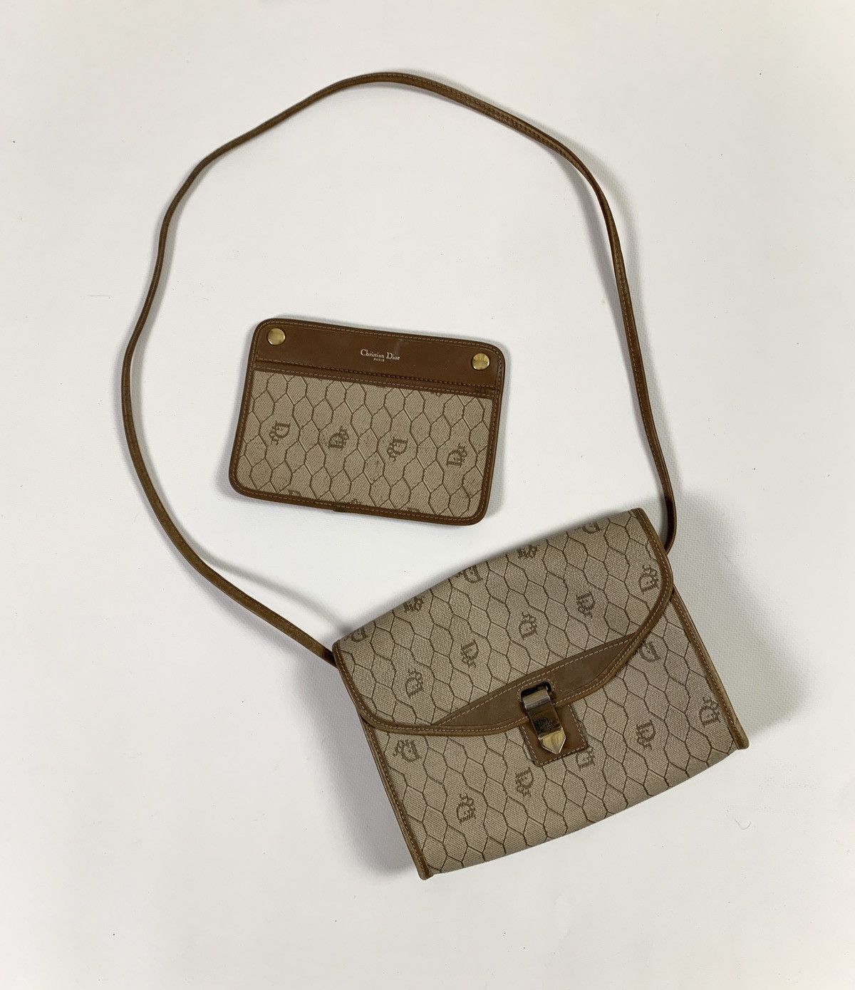 Vintage Christian Dior Honeycomb Crossbody Bag Monogram