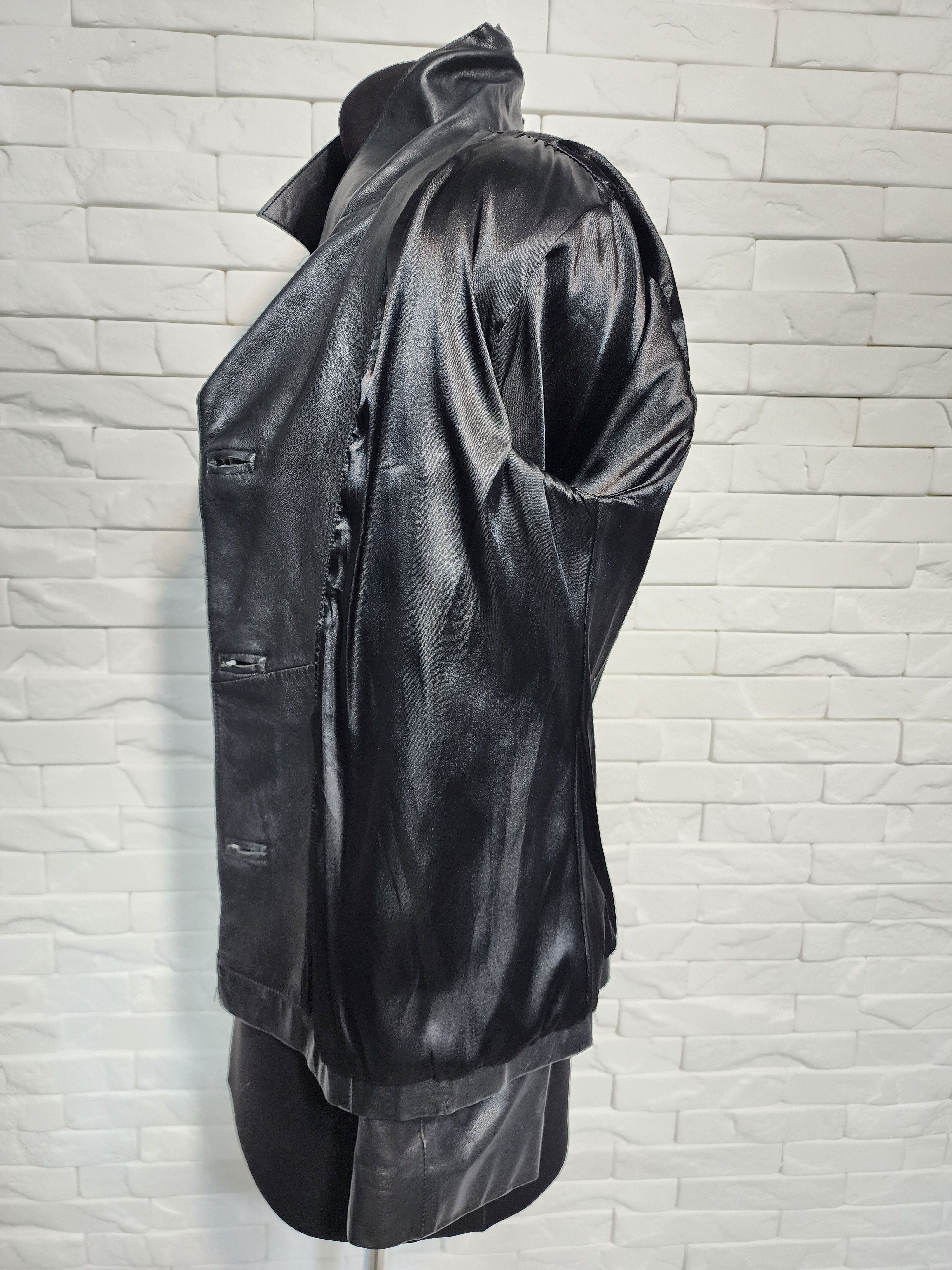 Genuine Leather Black & White Genuine Leather Jacket: Women's Sport Style Size L / US 10 / IT 46 - 10 Thumbnail