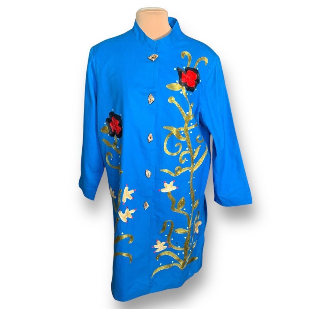 Vintage Vintage Indigo Moon Embroidered Blue Floral Embellished Asia Size XXL / US 16-18 / IT 52-54 - 11 Thumbnail