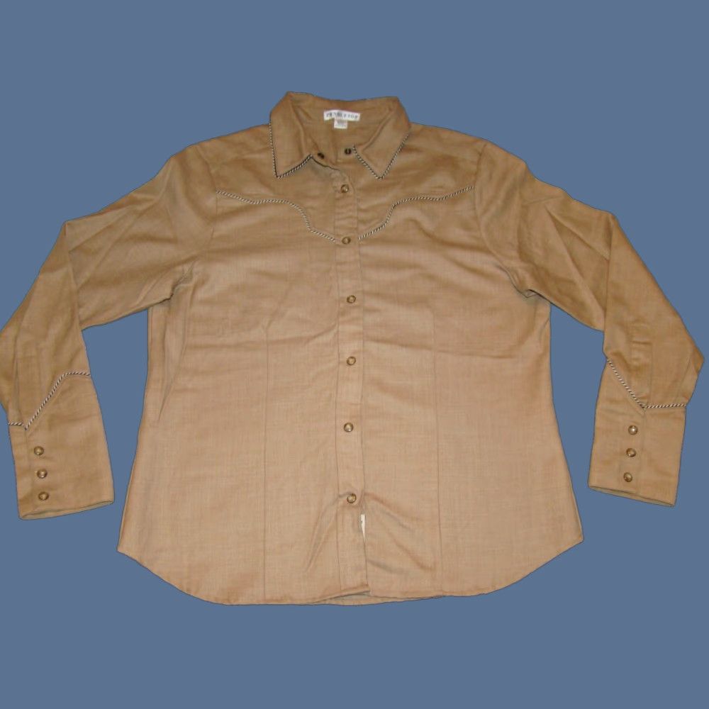 Pendleton VINTAGE Pendleton Zephyr Cloth Womens L Virgin Wool Long Sleeve Brown Yoked Snap Shirt Size L / US 10 / IT 46 - 1 Thumbnail