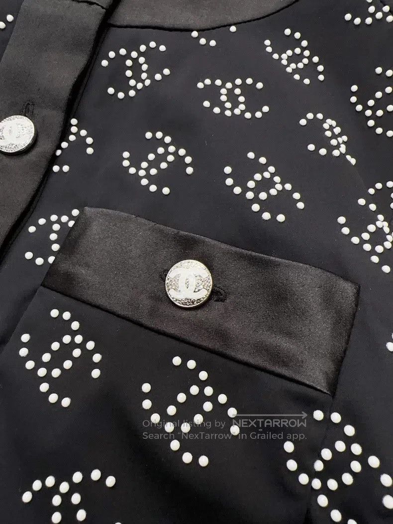 Chanel Chanel 23C black heavy industry white studs full of logo s Size XS / US 0-2 / IT 36-38 - 4 Thumbnail