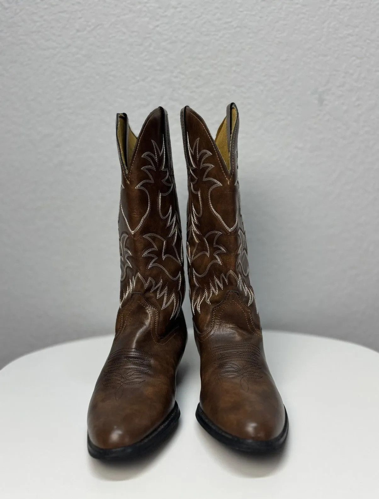 Western Rise 👉 Vintage High Leather Cowboy Boots – Rick Owens Opium Size US 9 / EU 42 - 2 Thumbnail