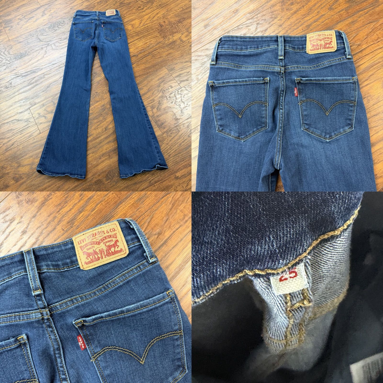 Levi's Levis Jeans Womens 25 Flare High Rise Dark Wash Stretch Denim Casual 22x30 Size 42" / US 20 - 8 Thumbnail