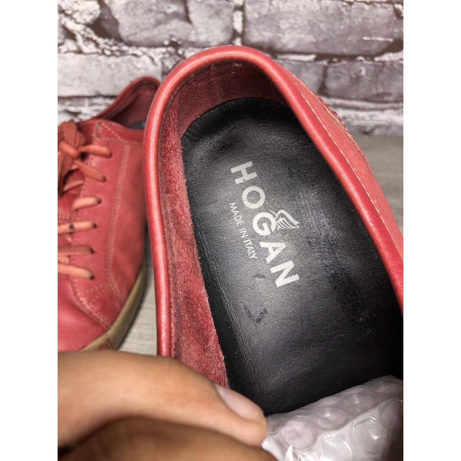 Hogan Hogan Red Leather Casual Comfort Lace Up Sneakers Shoes Wome Size US 9.5 / IT 39.5 - 13 Thumbnail