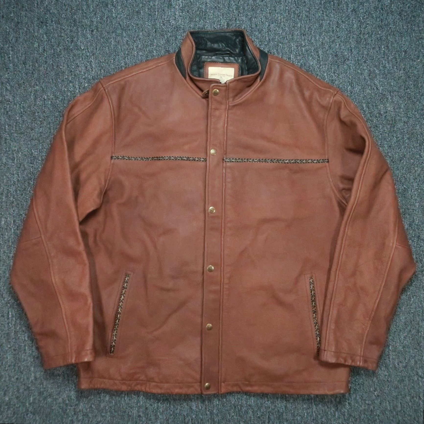 The Territory Ahead Territory Ahead Jacket Mens XL Brown Leather Quilt Lined Full Zip Snap Size US XL / EU 56 / 4 - 2 Thumbnail