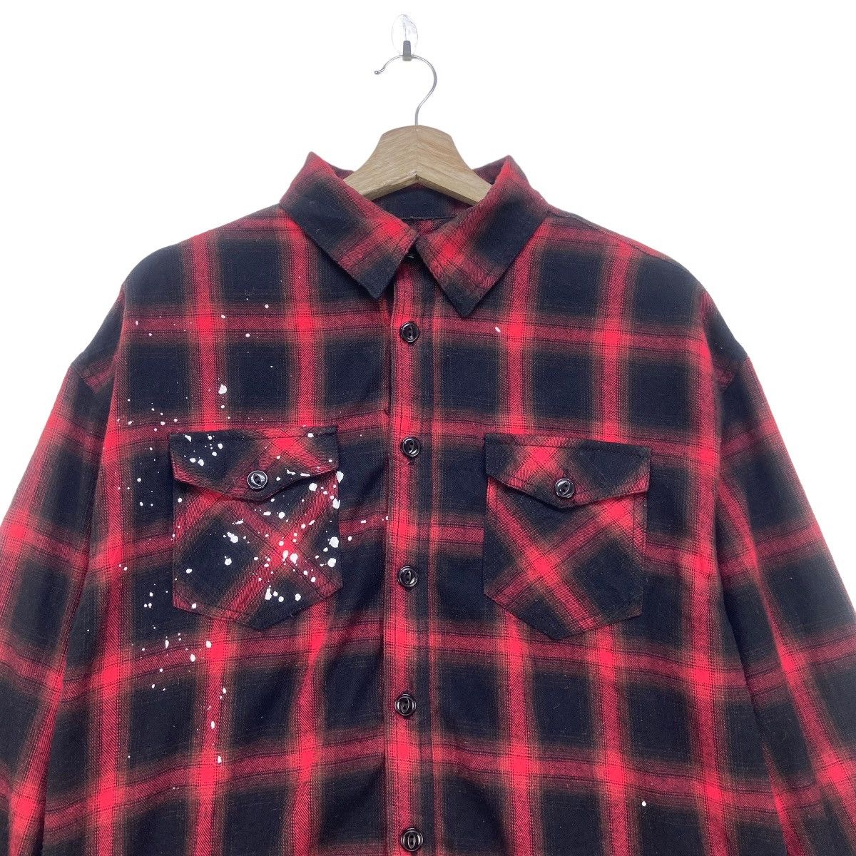 Flannel Japanese Brand Black Flame Gothic Punk Distressed Flannel Size US S / EU 44-46 / 1 - 8 Thumbnail