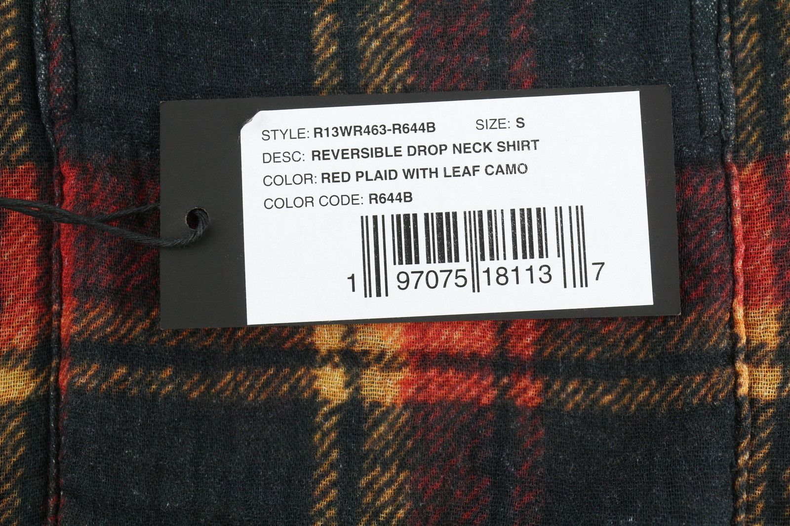 R13 REVERSIBLE DROP NECK S Red Plaid With Leaf Camo 86561 Size S / US 4 / IT 40 - 8 Thumbnail