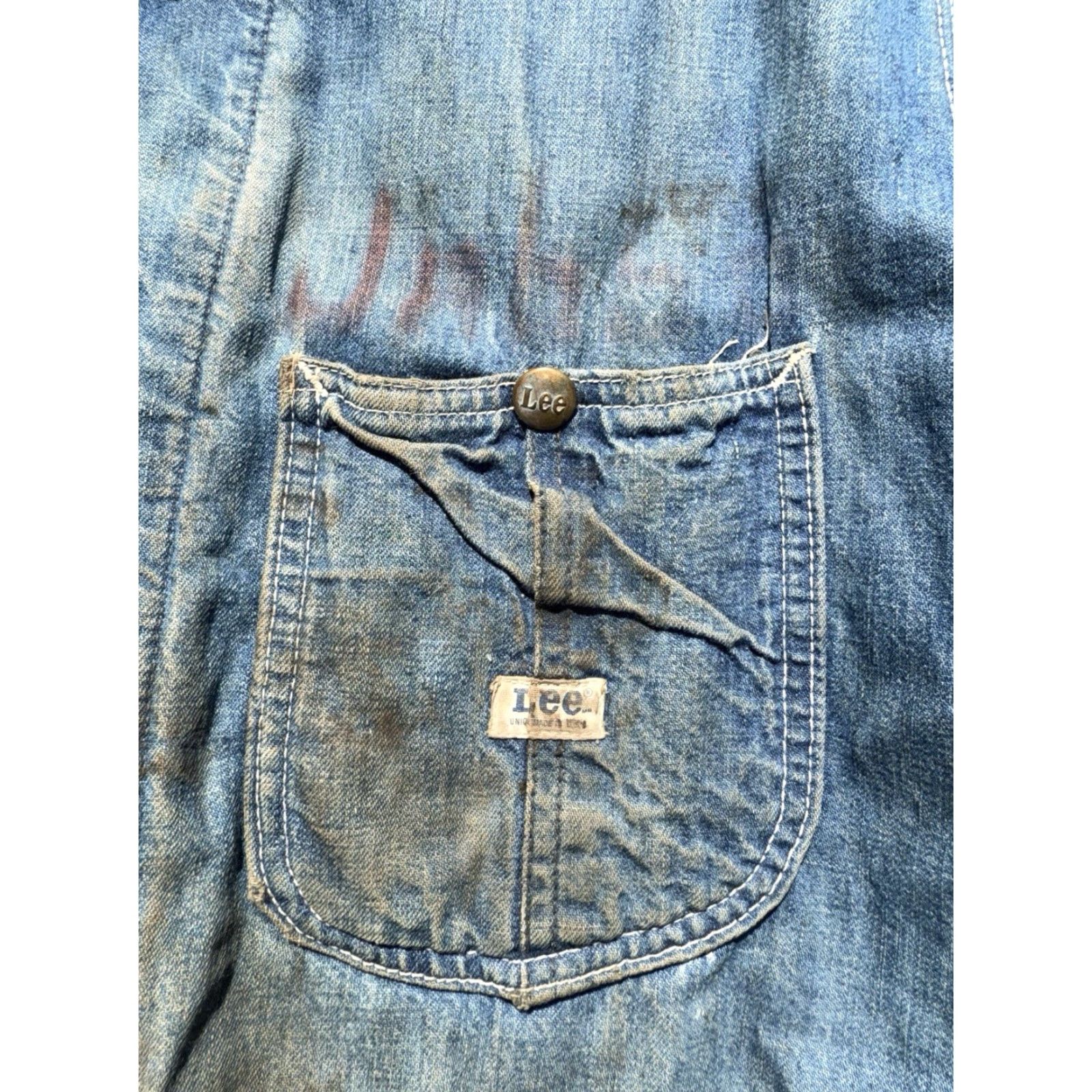 Lee VINTAGE Lee Denim Chore Jacket Sunfaded 1960s Union Made Sanforized XL Mens Size US XL / EU 56 / 4 - 6 Thumbnail
